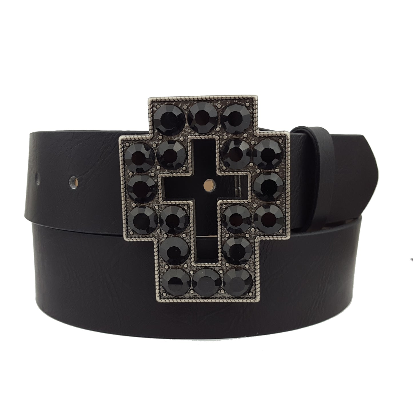 Belt: Crystal Cross Buckle w. Black Belt