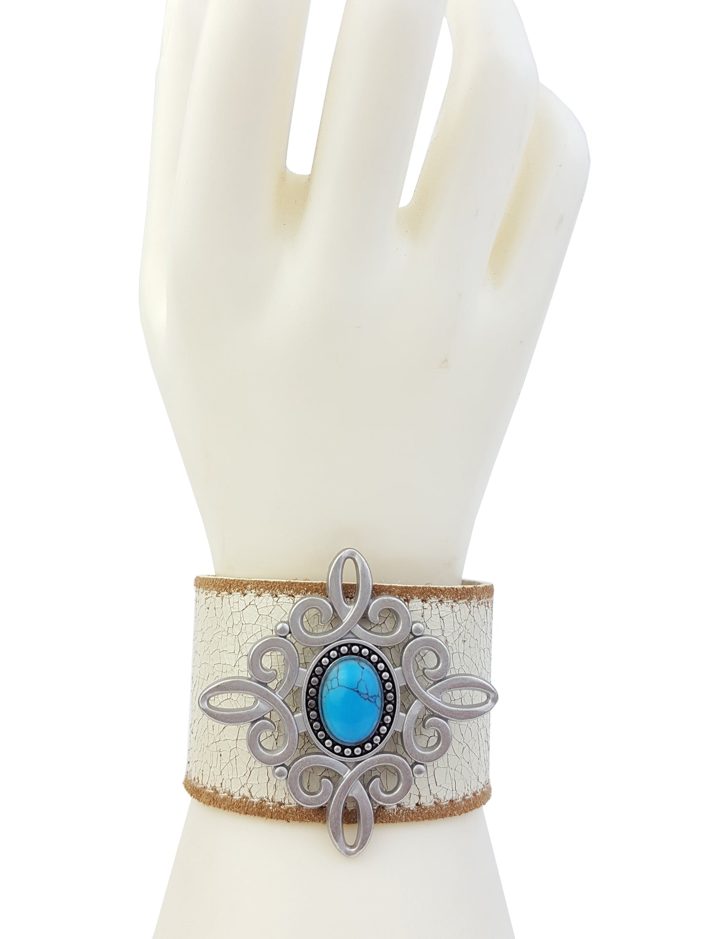 Bracelet: Vintage w. Distressed Leather Band w. Western Concho