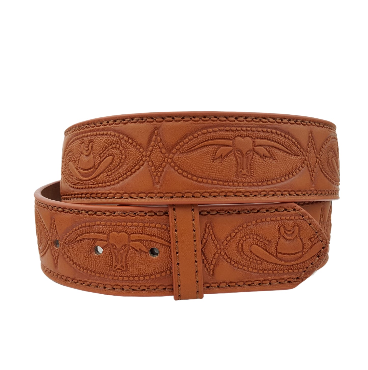 Strap: 1.5" Width Western Longhorn Embossed Belt Strap