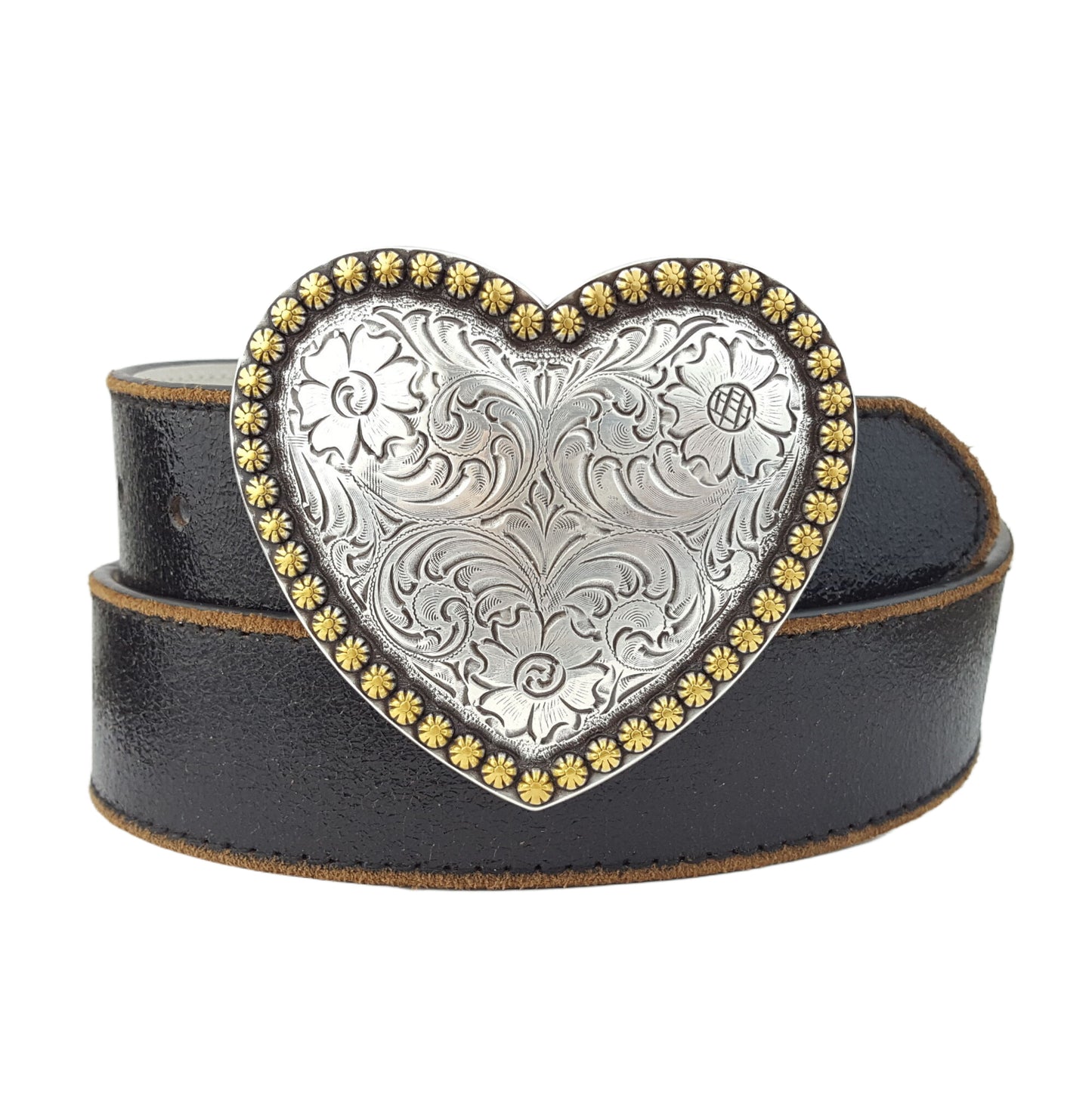 Belt: Western Heart Buckle w. Vintage Leather belt