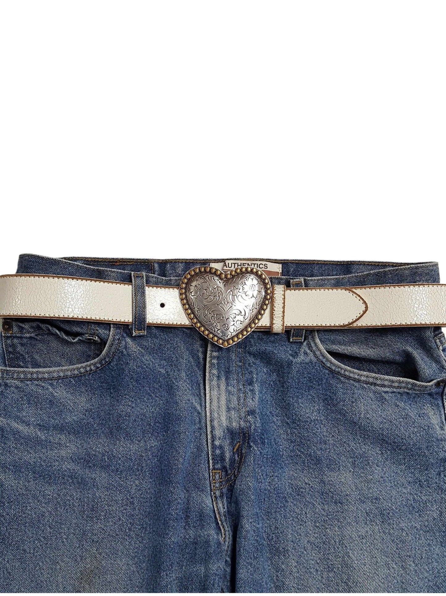 Belt: Western Heart Buckle w. Vintage Leather belt