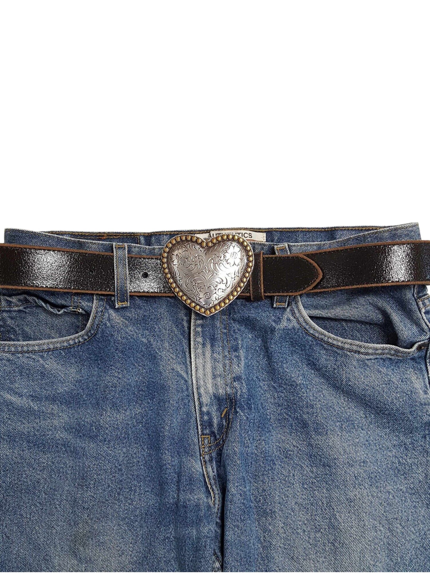 Belt: Western Heart Buckle w. Vintage Leather belt