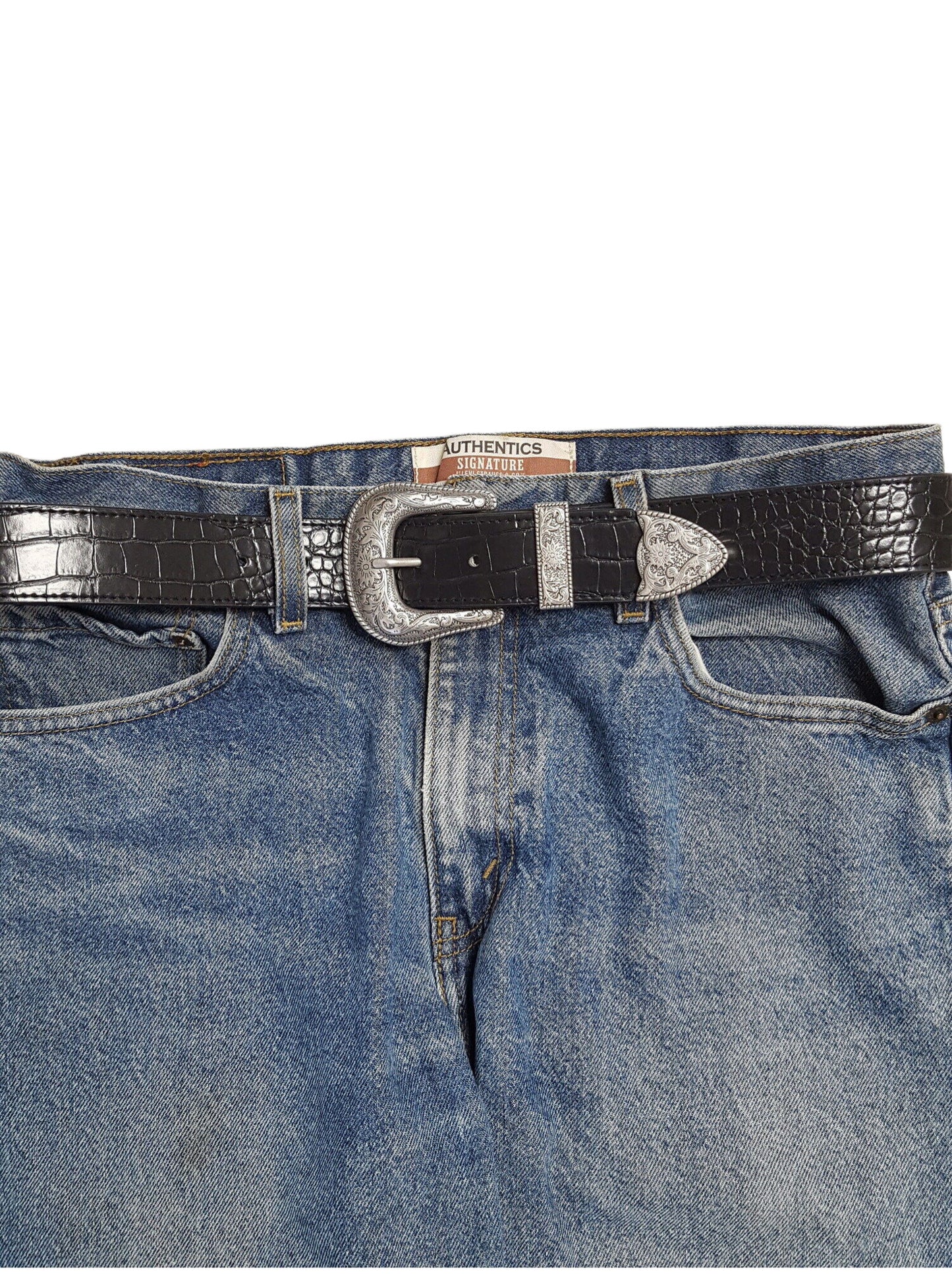 Belt: Western-Inspired Alligator-Print Belt