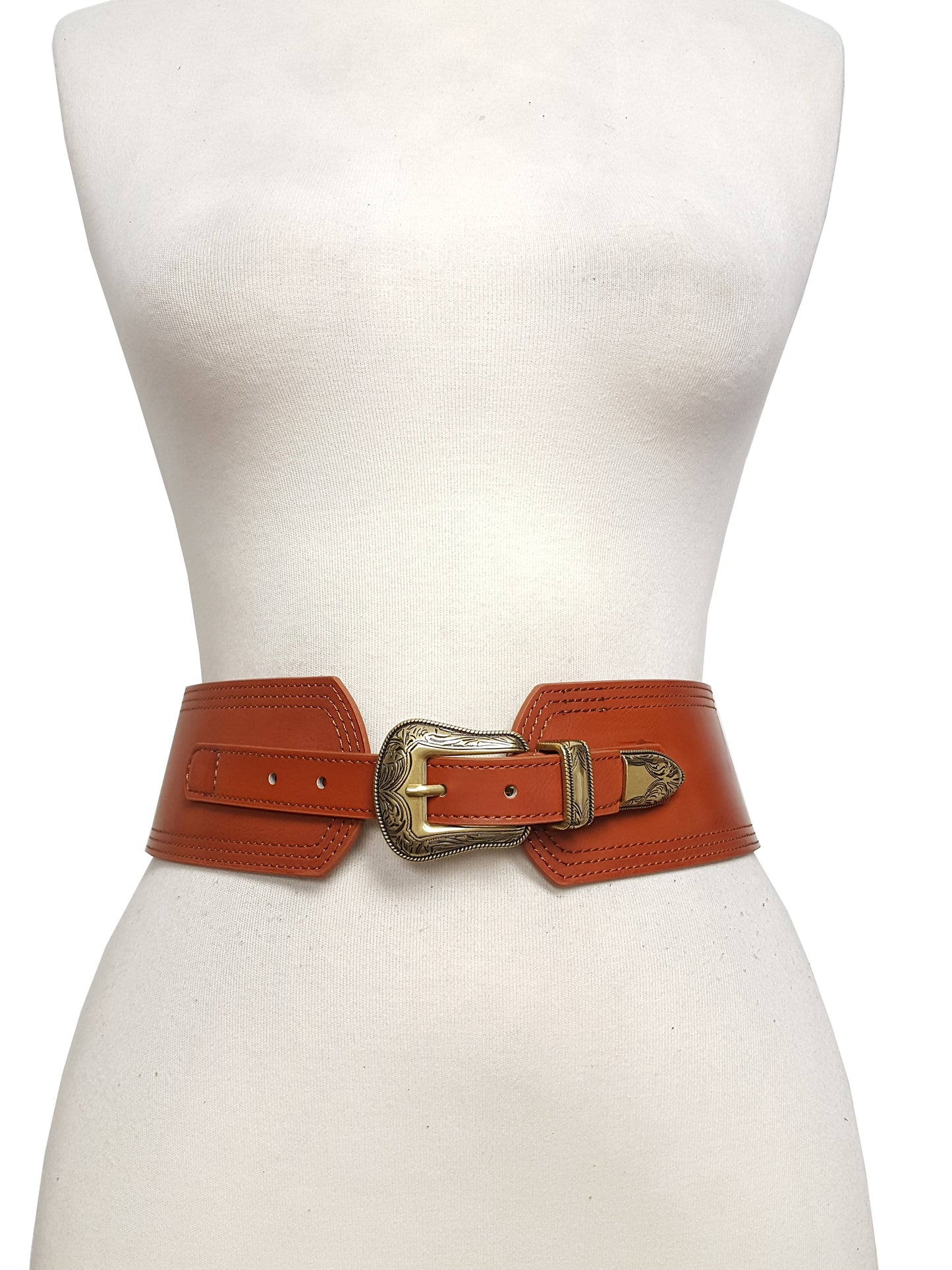 Belt: Wide Width Contour Waist Belt w Western Buckle Set