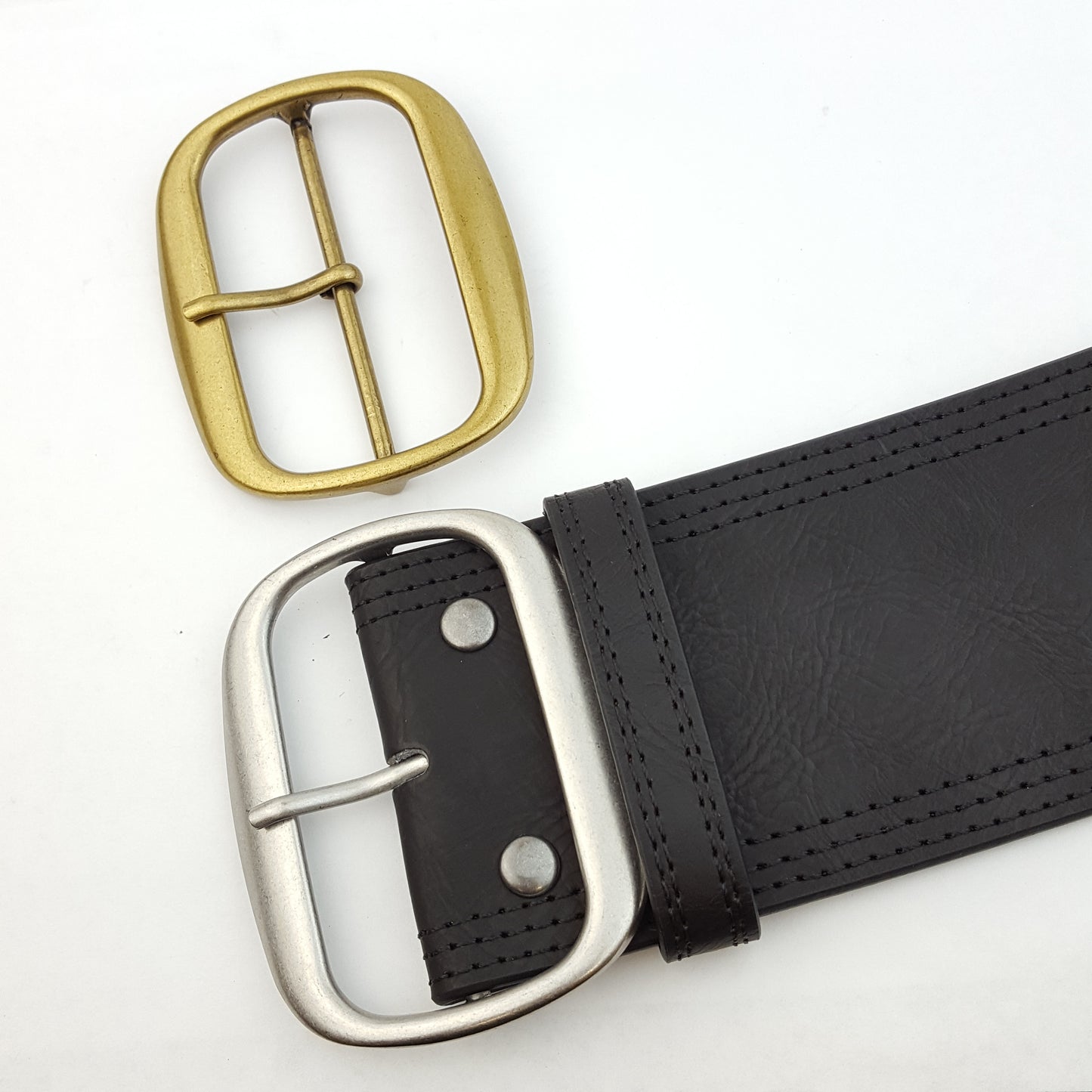 Belt: Wide Belt: 3" wide belt with tonal edge stitching