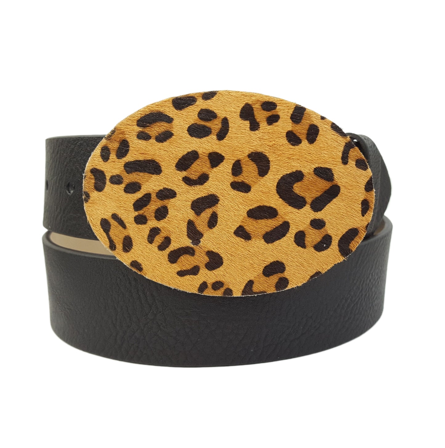 Belt: Western-Inspired Buckle Belt w. Genuine Hair Inlay