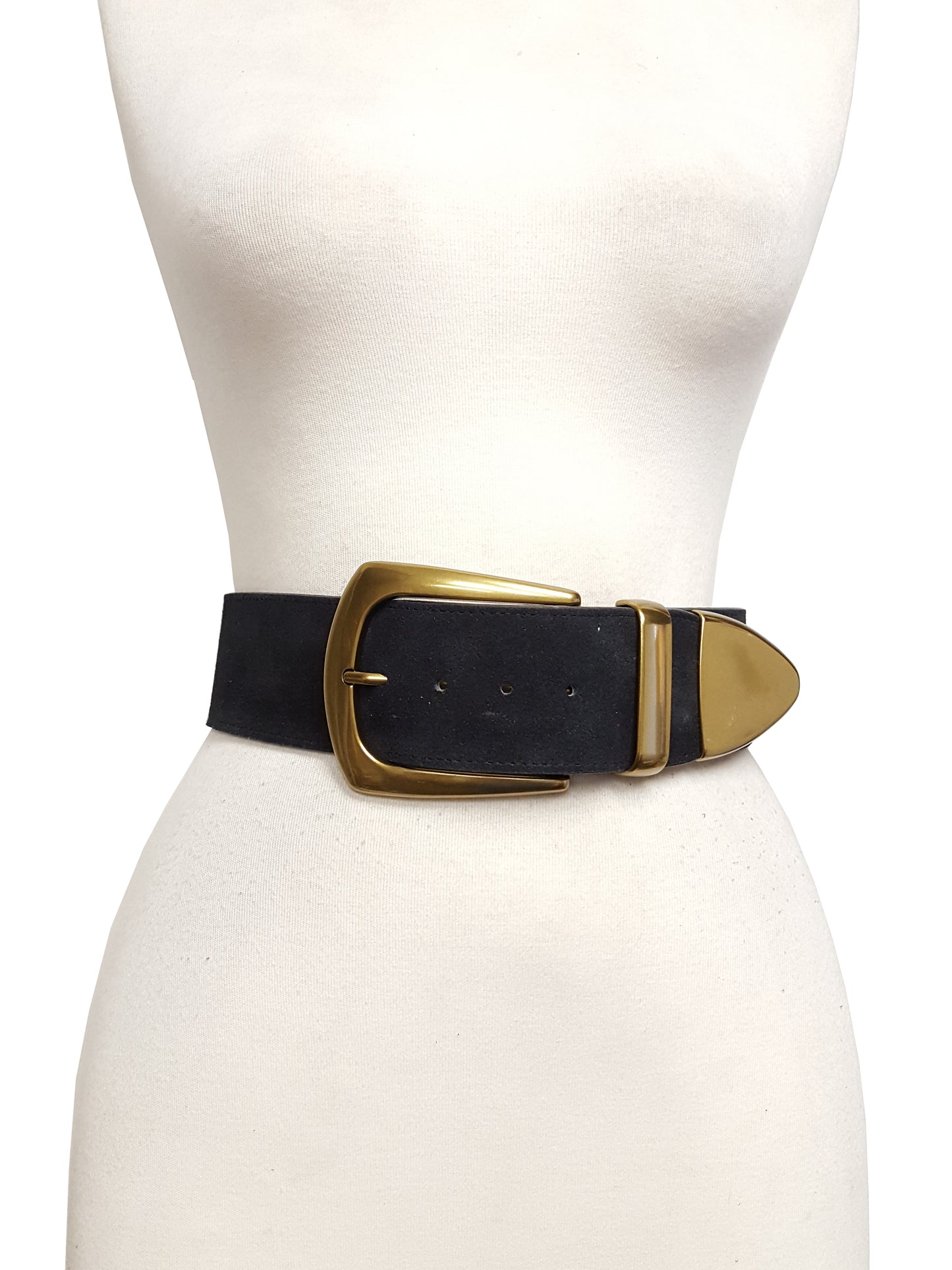 Belt: Genuine Suede Wide Statement Brass Buckle Belt