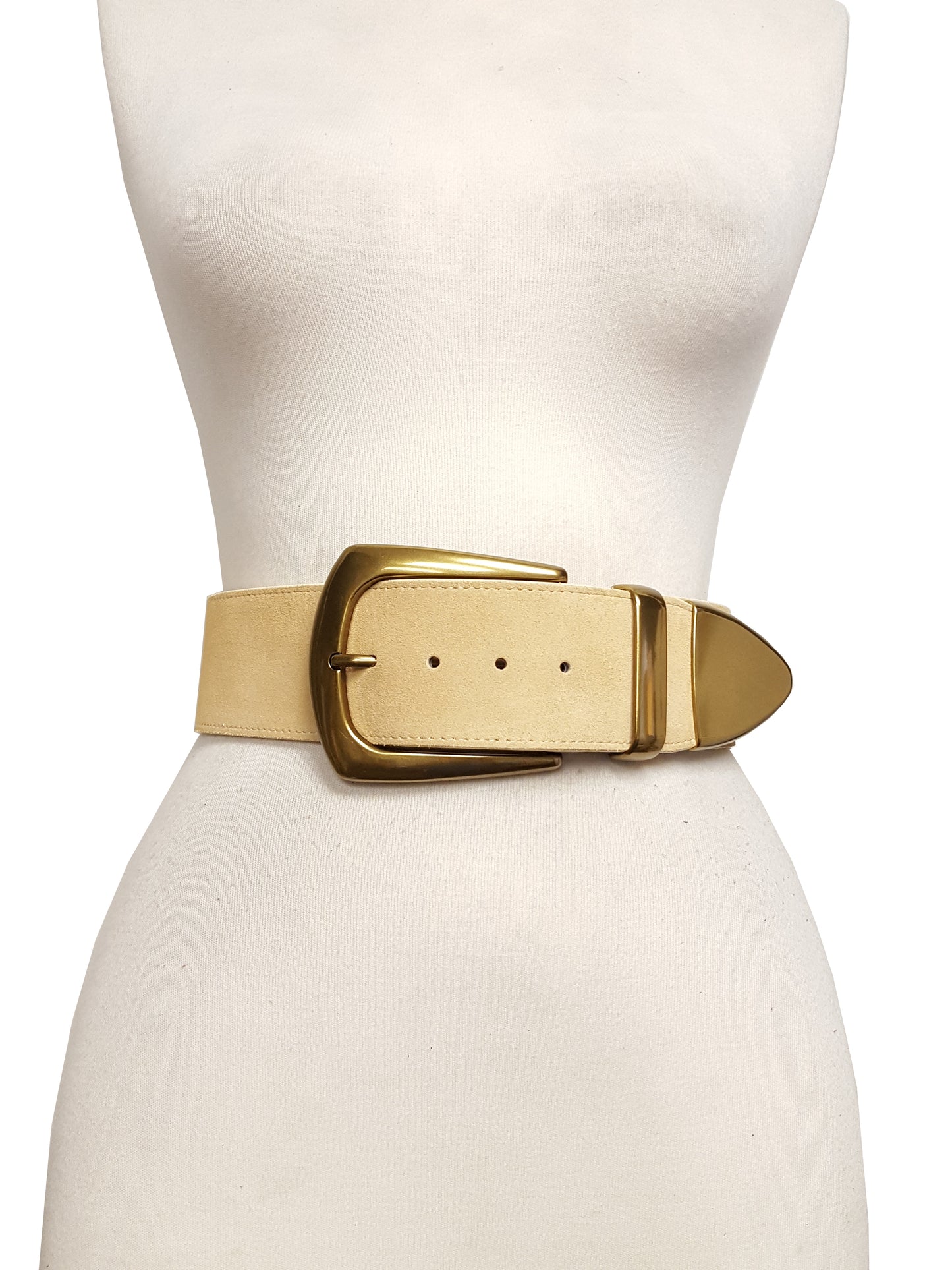 Belt: Genuine Suede Wide Statement Brass Buckle Belt