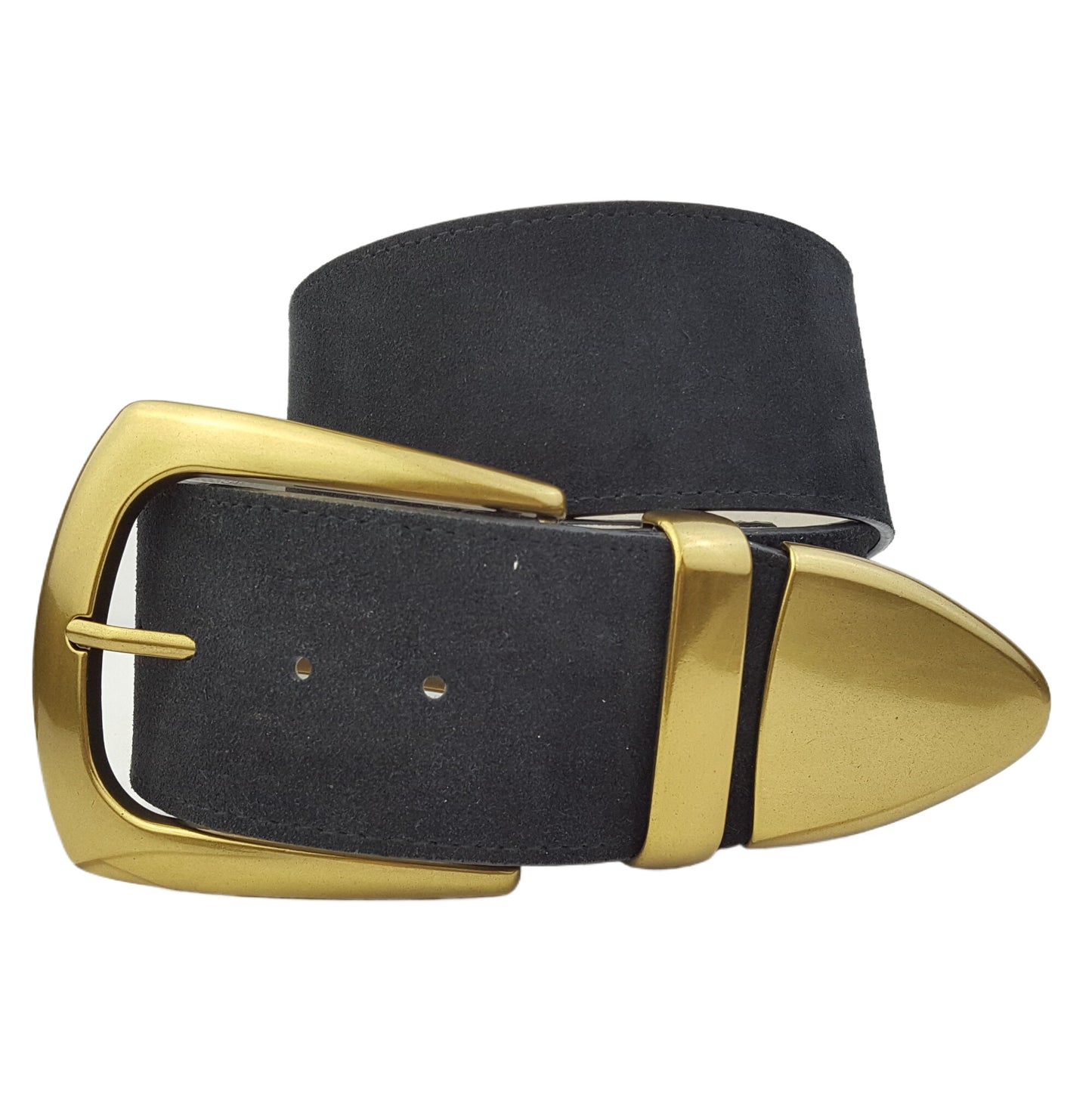 Belt: Genuine Suede Wide Statement Brass Buckle Belt