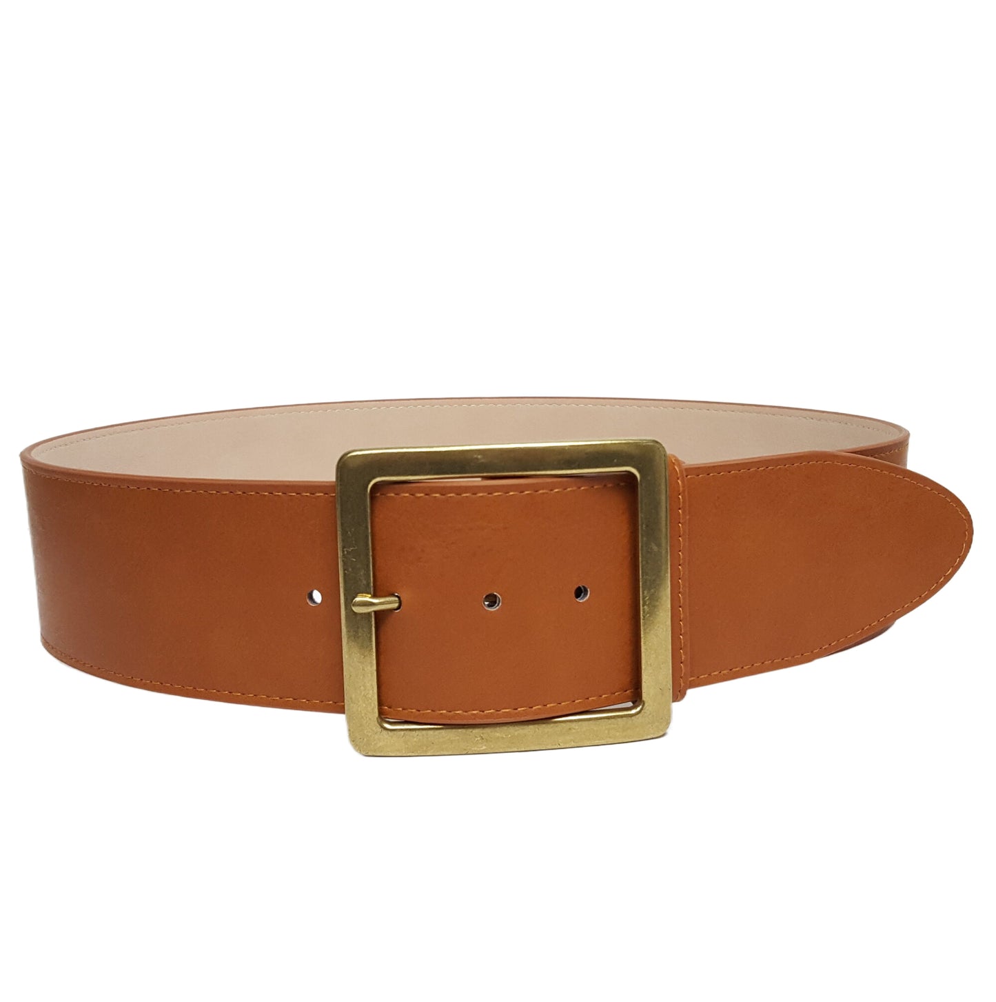 Belt: Wide Width Belt with Square Brass Buckle