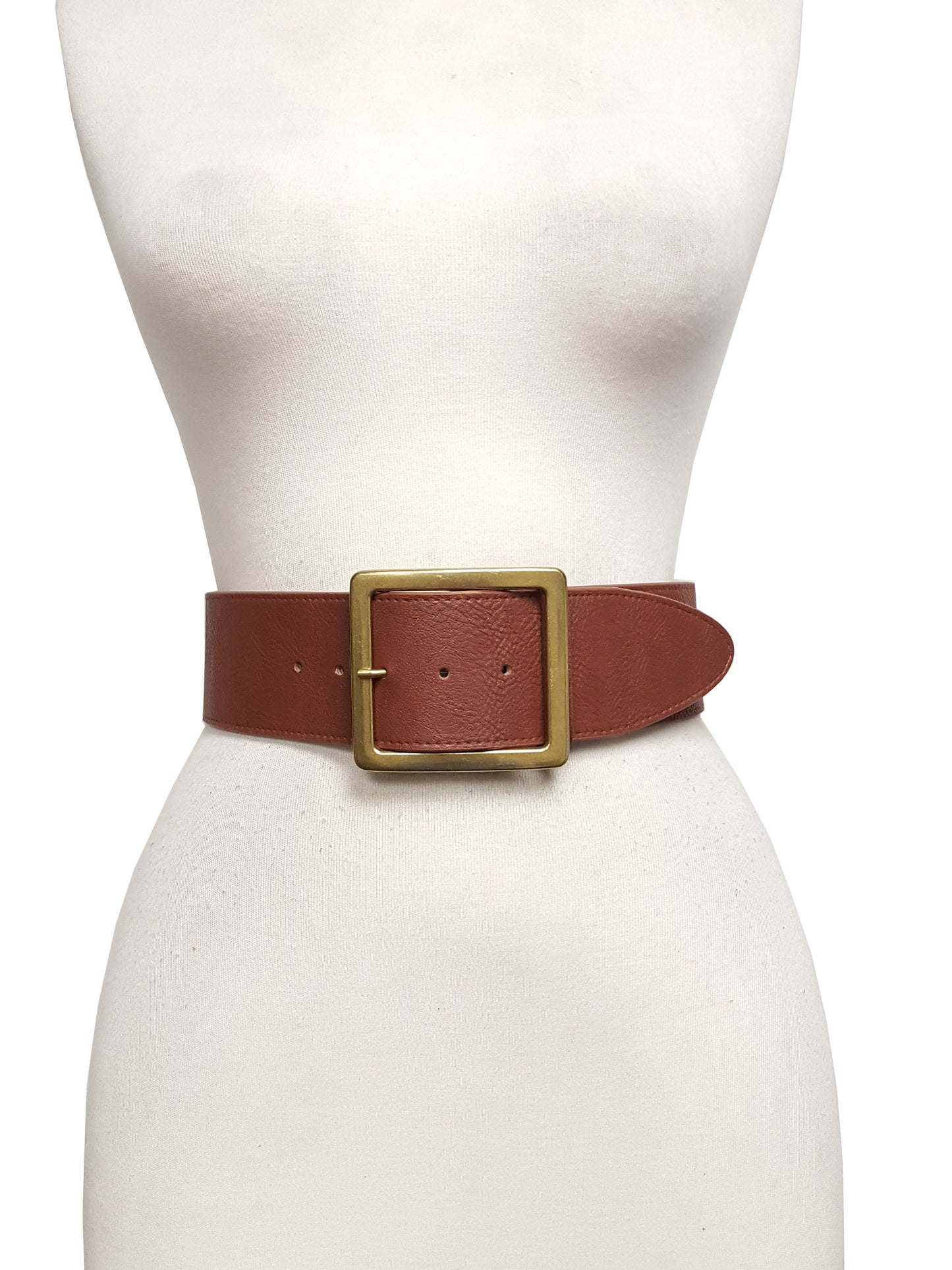 Belt: Wide Width Belt with Square Brass Buckle