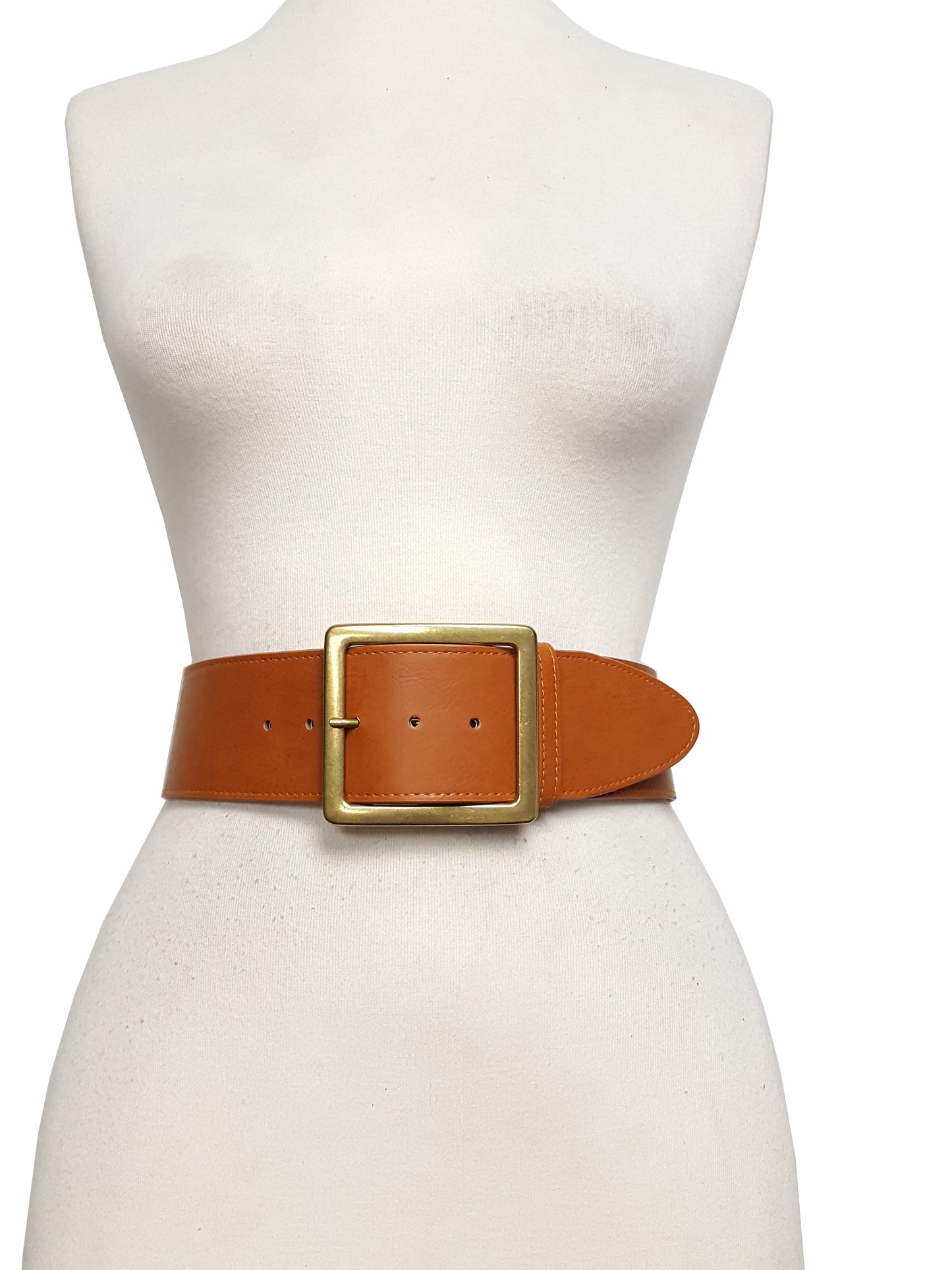Belt: Wide Width Belt with Square Brass Buckle