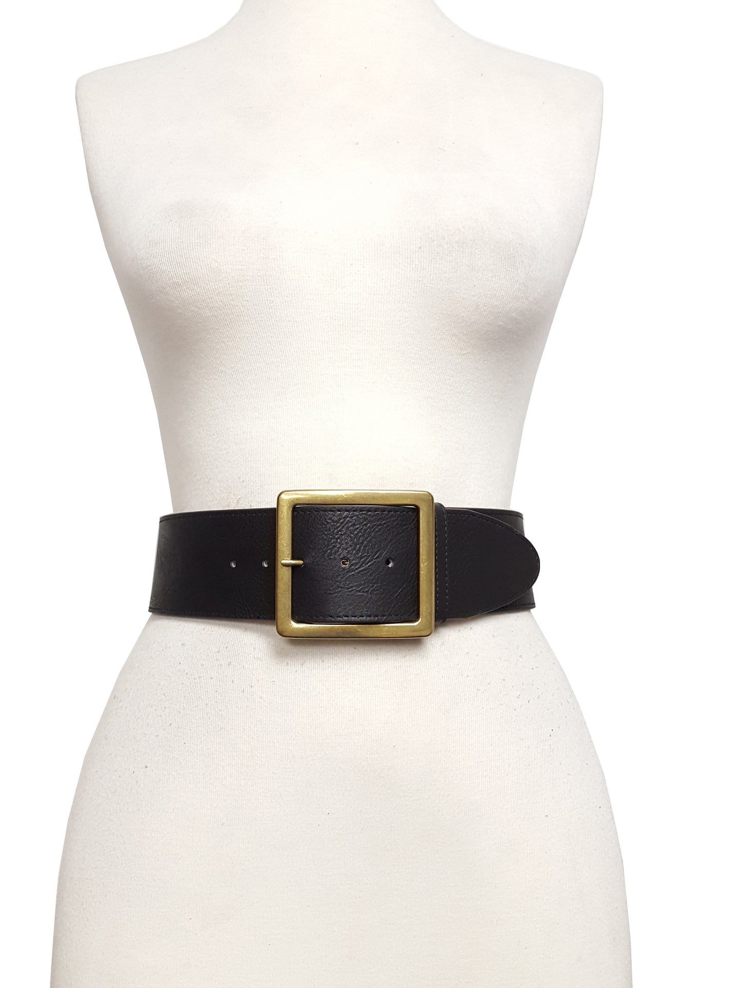 Belt: Wide Width Belt with Square Brass Buckle