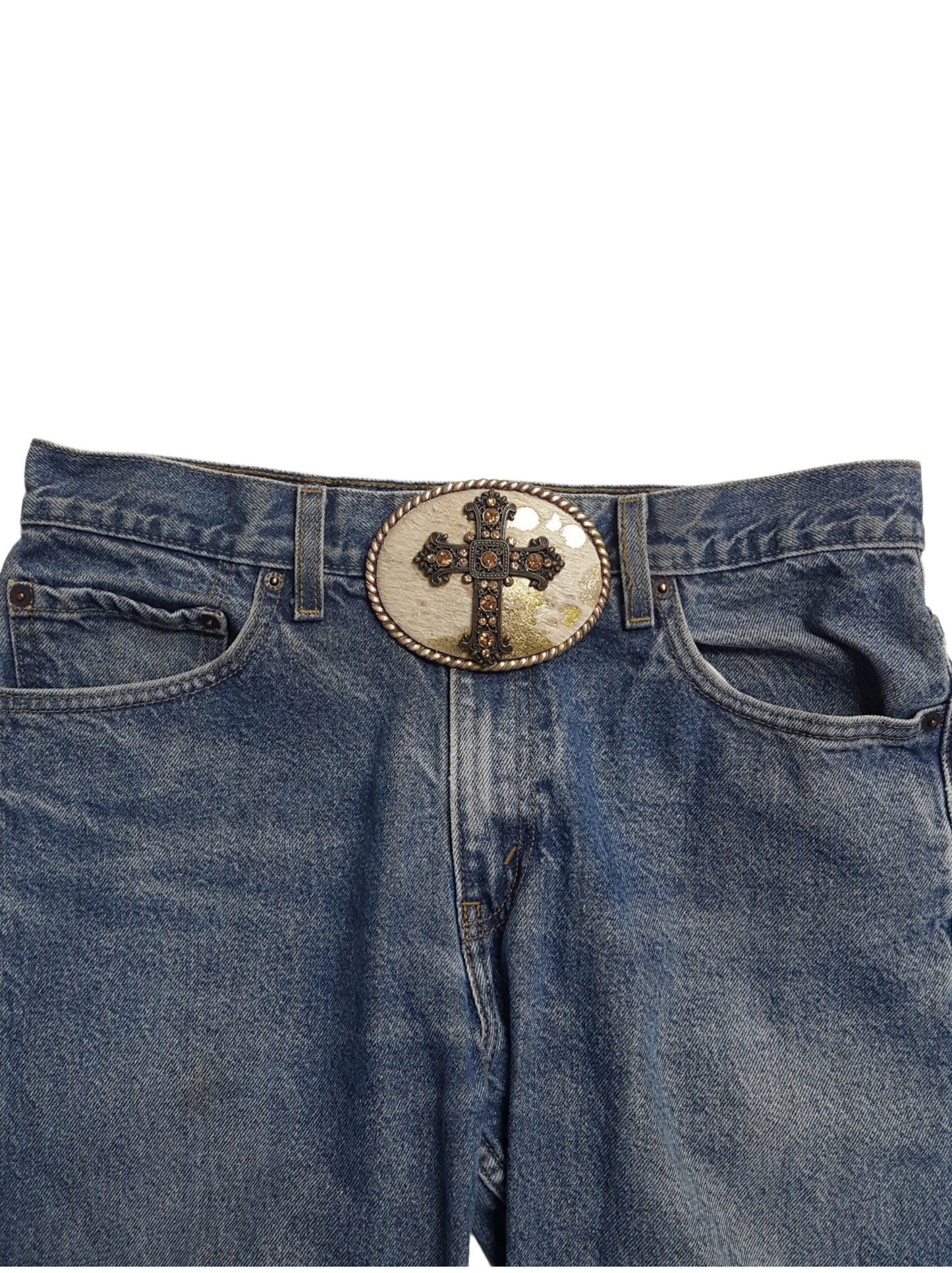 Buckle: Western Cross w. Hair inlay buckle
