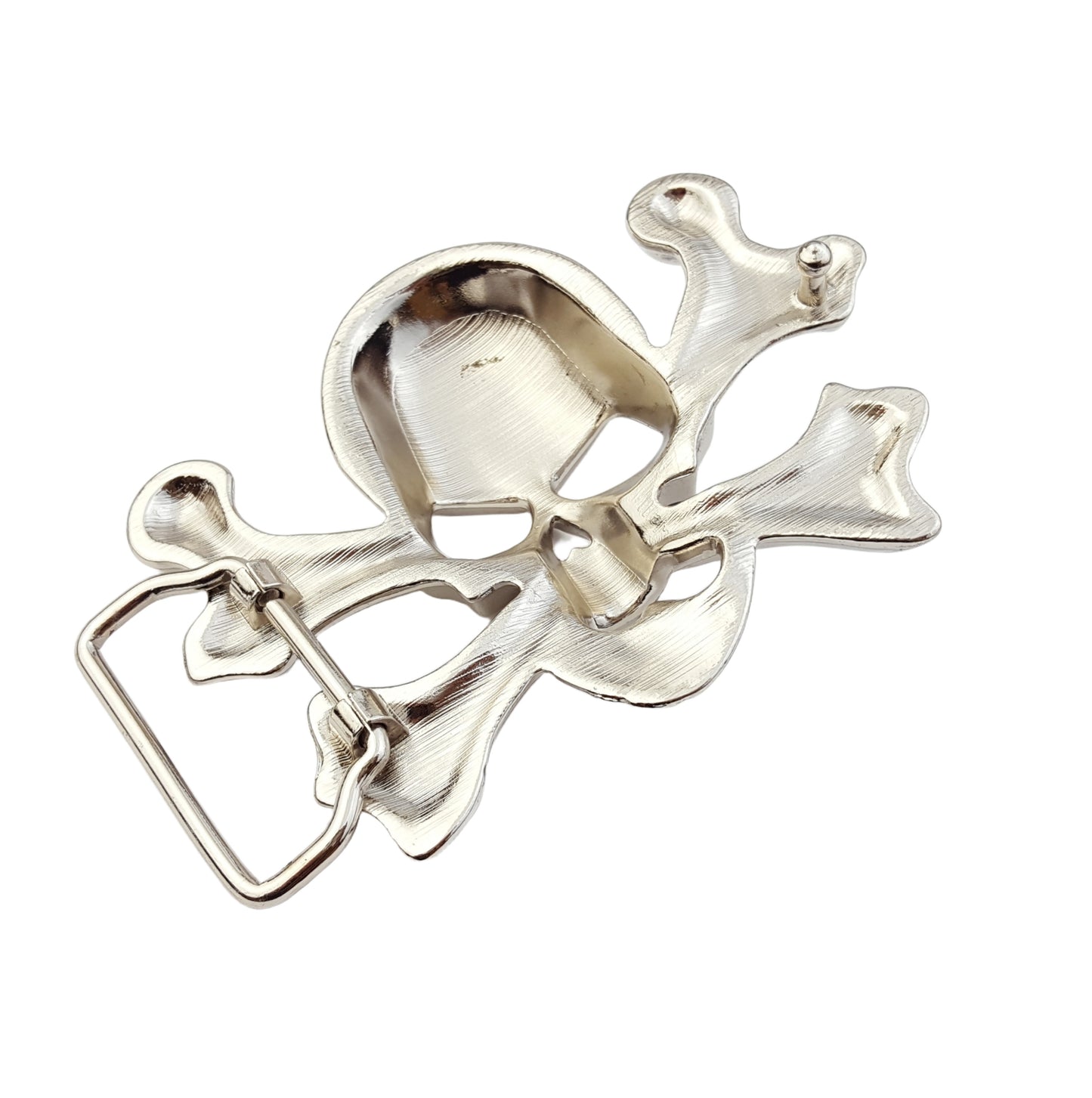 Buckle: Chrome Silver Skull and Cross bone Buckle