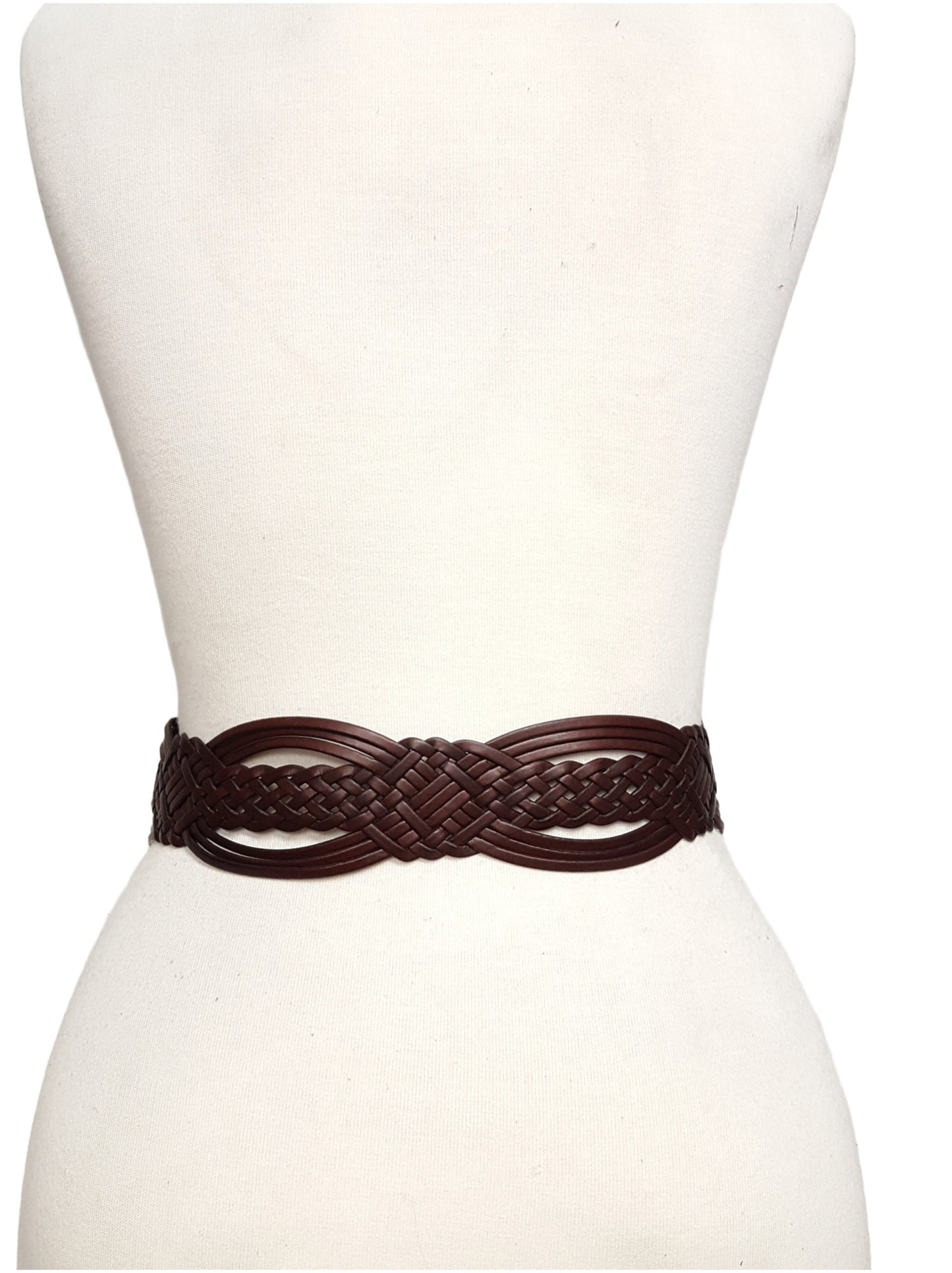 Belt: Hand Braided Leather Belt with Oval Brass Buckle