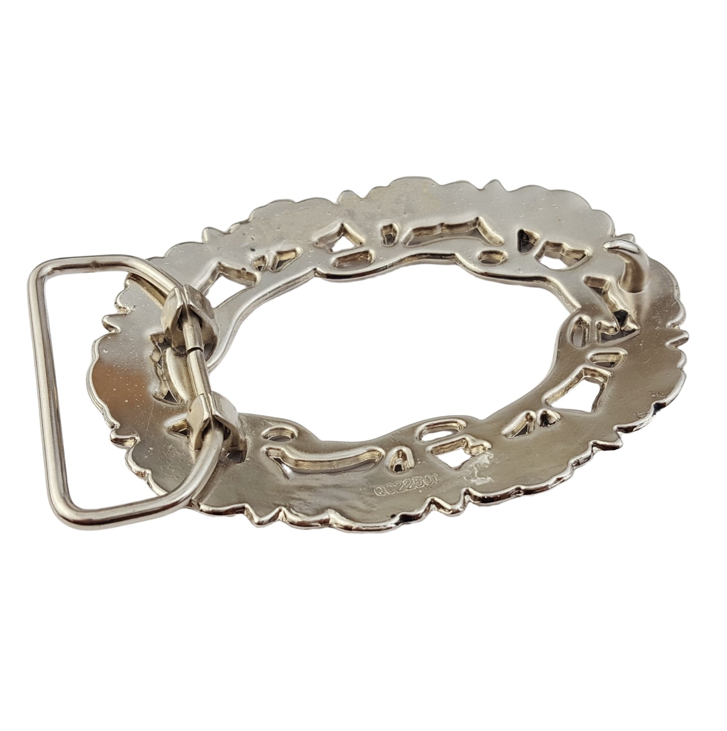Buckle Sale: Silver Oval Buckle with floral design