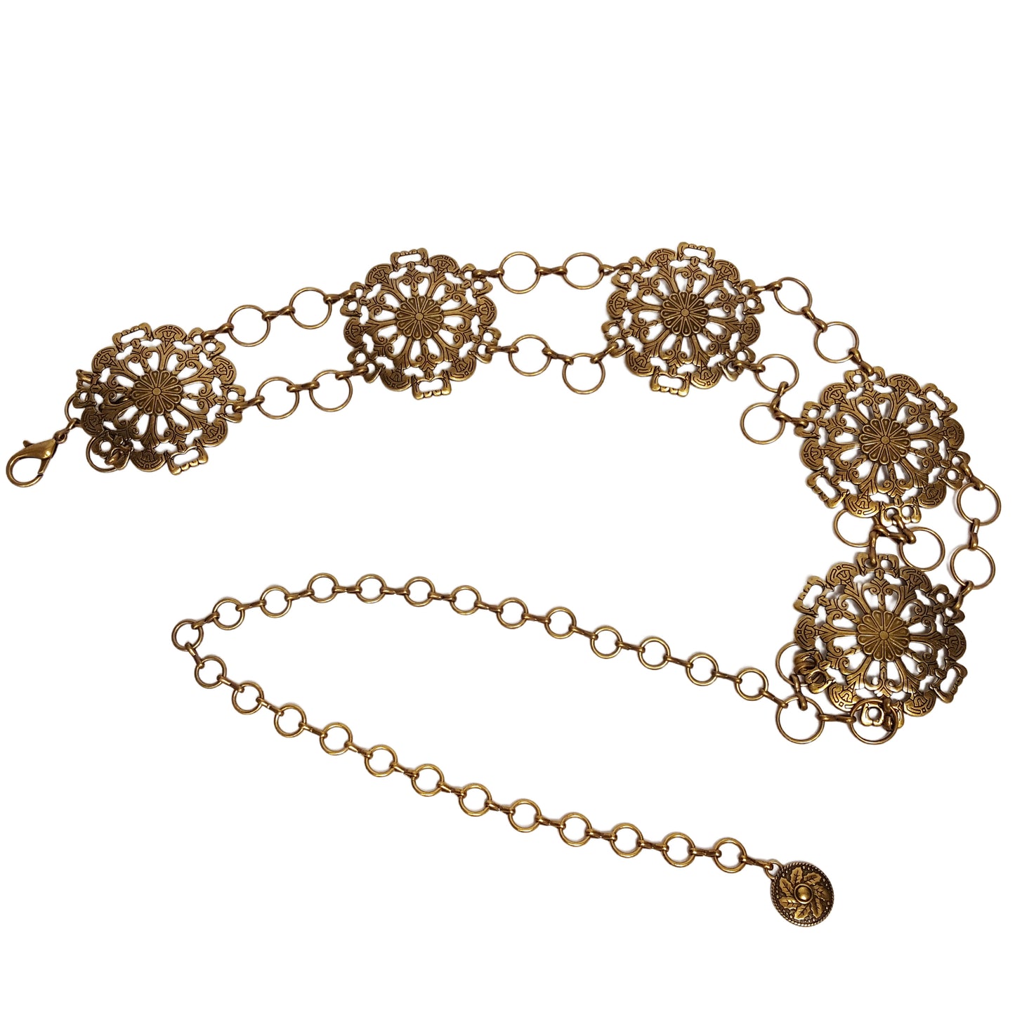 Buckle-Size Gold Chain Belt
