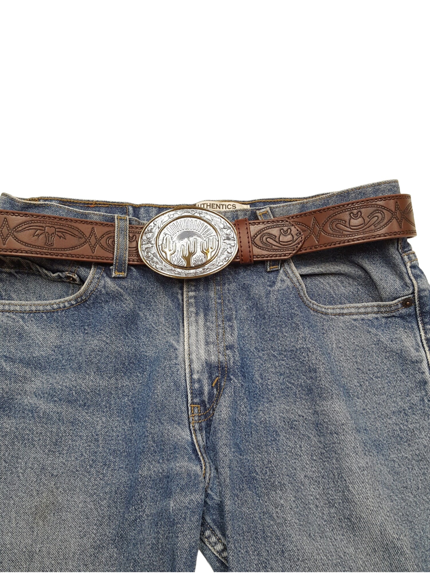 Belt: Cactus Buckle w. Tooled Belt