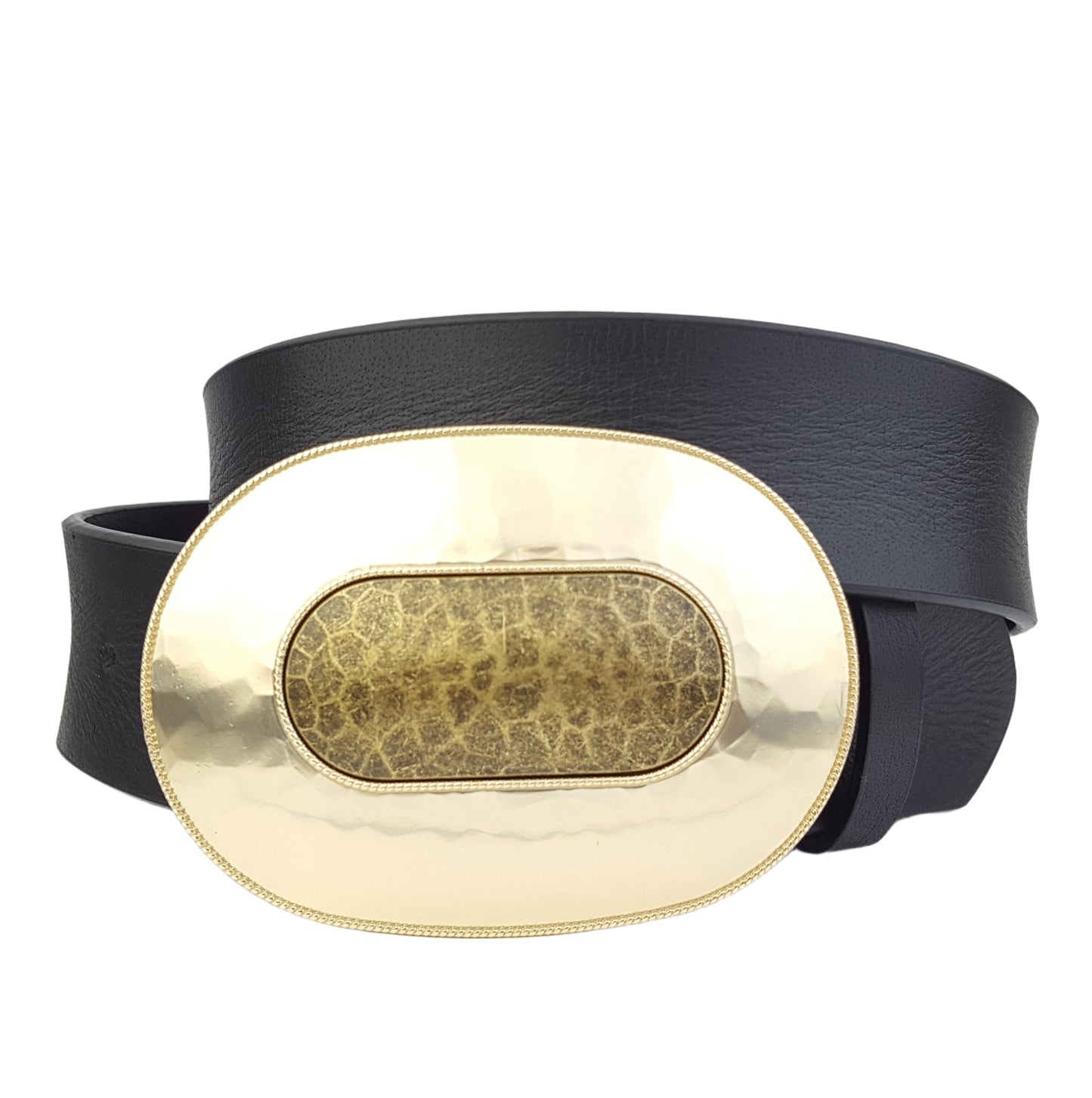 Belt: Genuine Leather belt with Gold Buckle