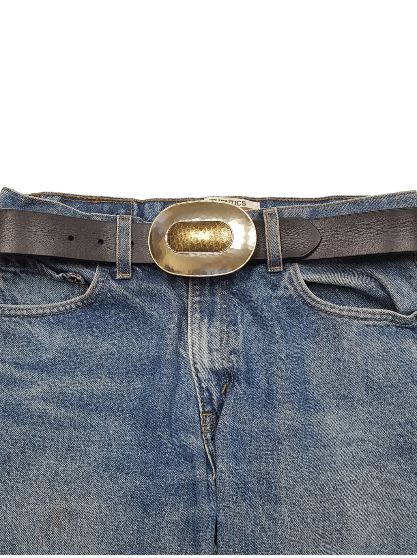 Belt: Genuine Leather belt with Gold Buckle