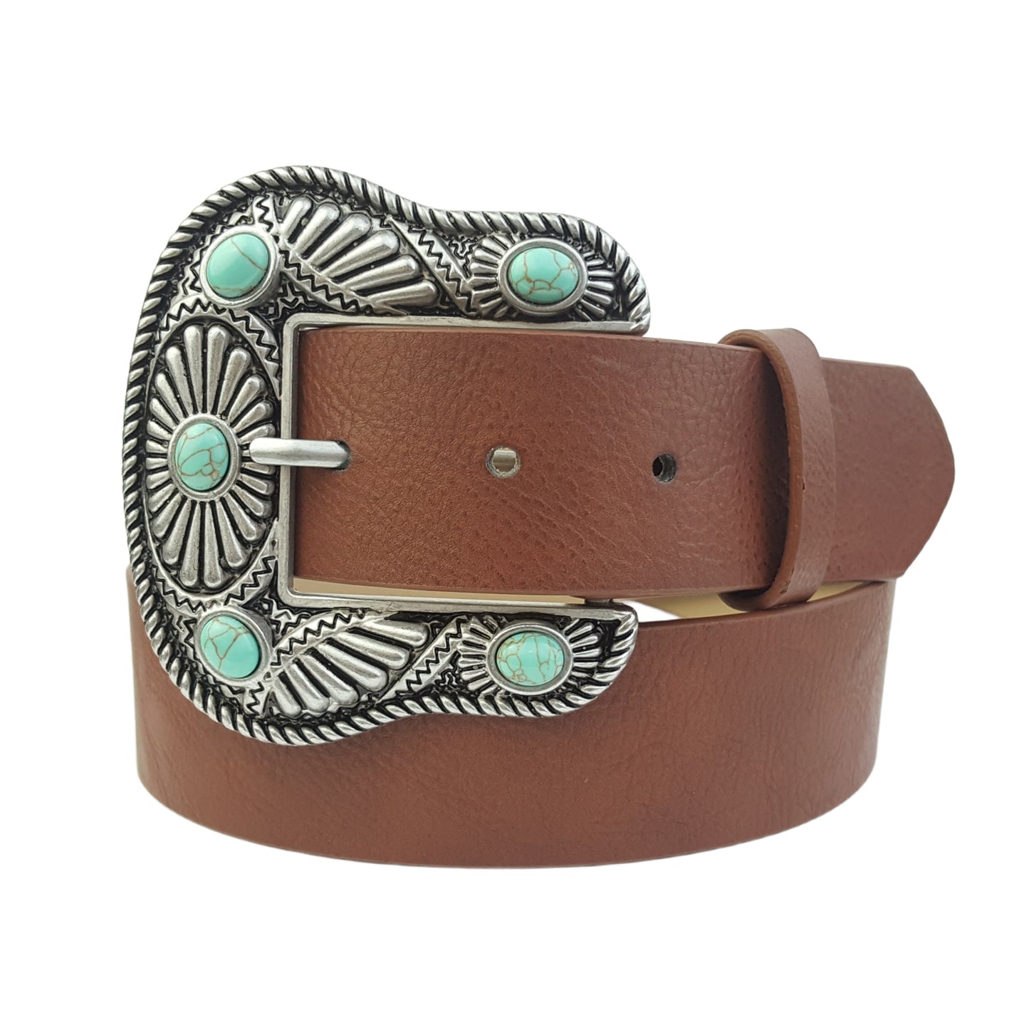Belt: Western-Inspired Buckle Belt w. stones