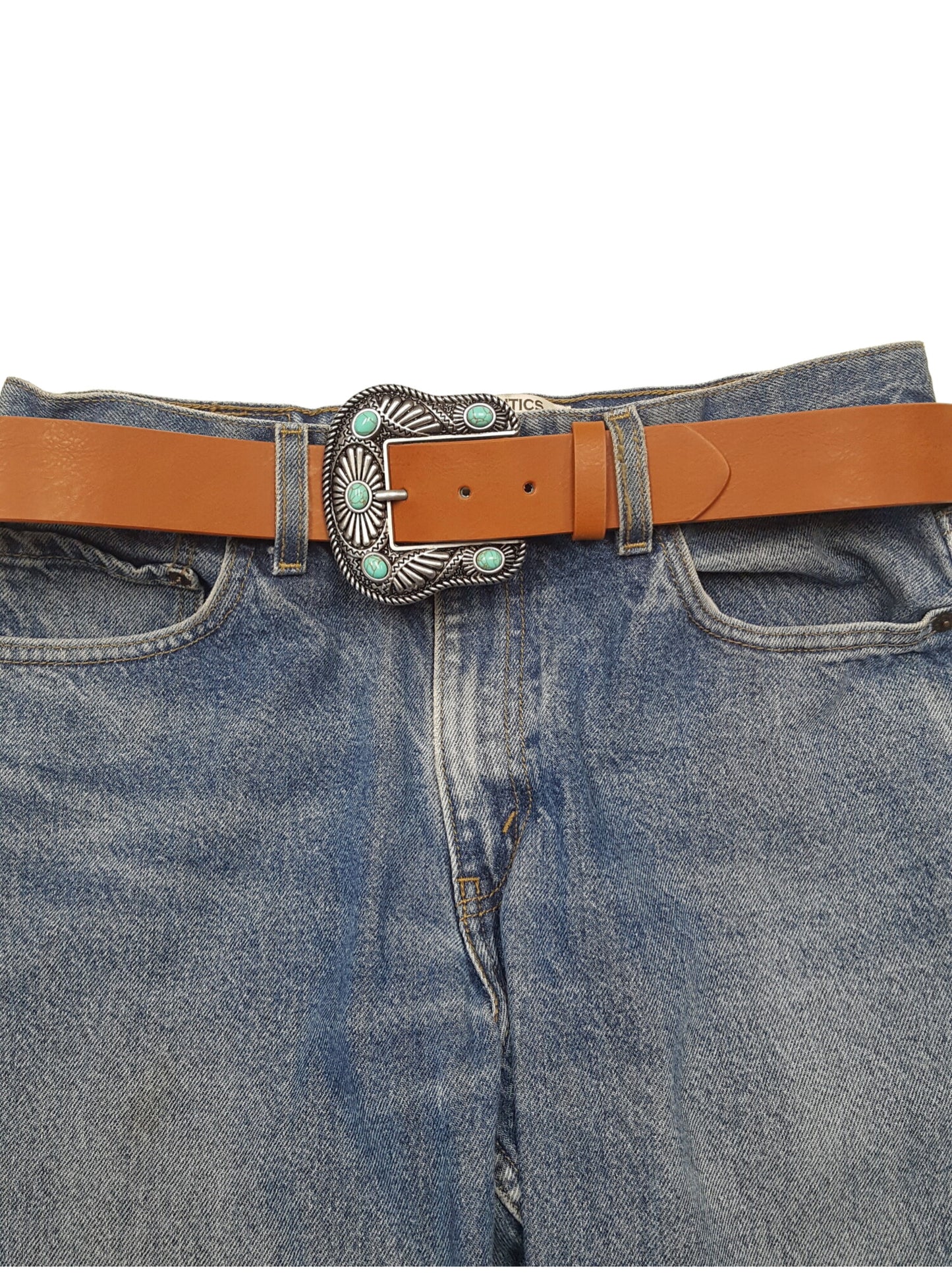 Belt: Western-Inspired Buckle Belt w. stones