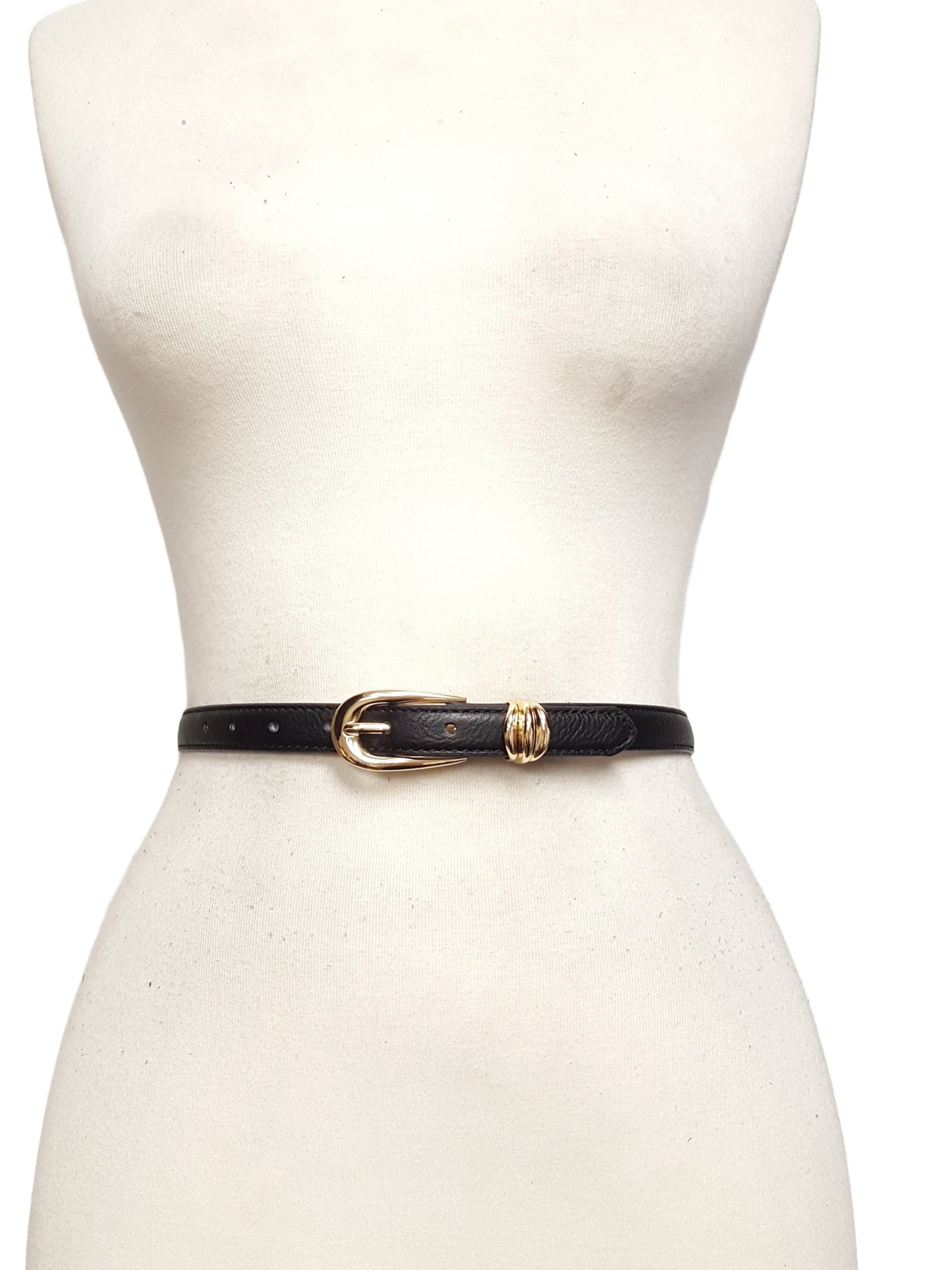 Belt: Skinny Gold Tone Buckle and Loop Belt