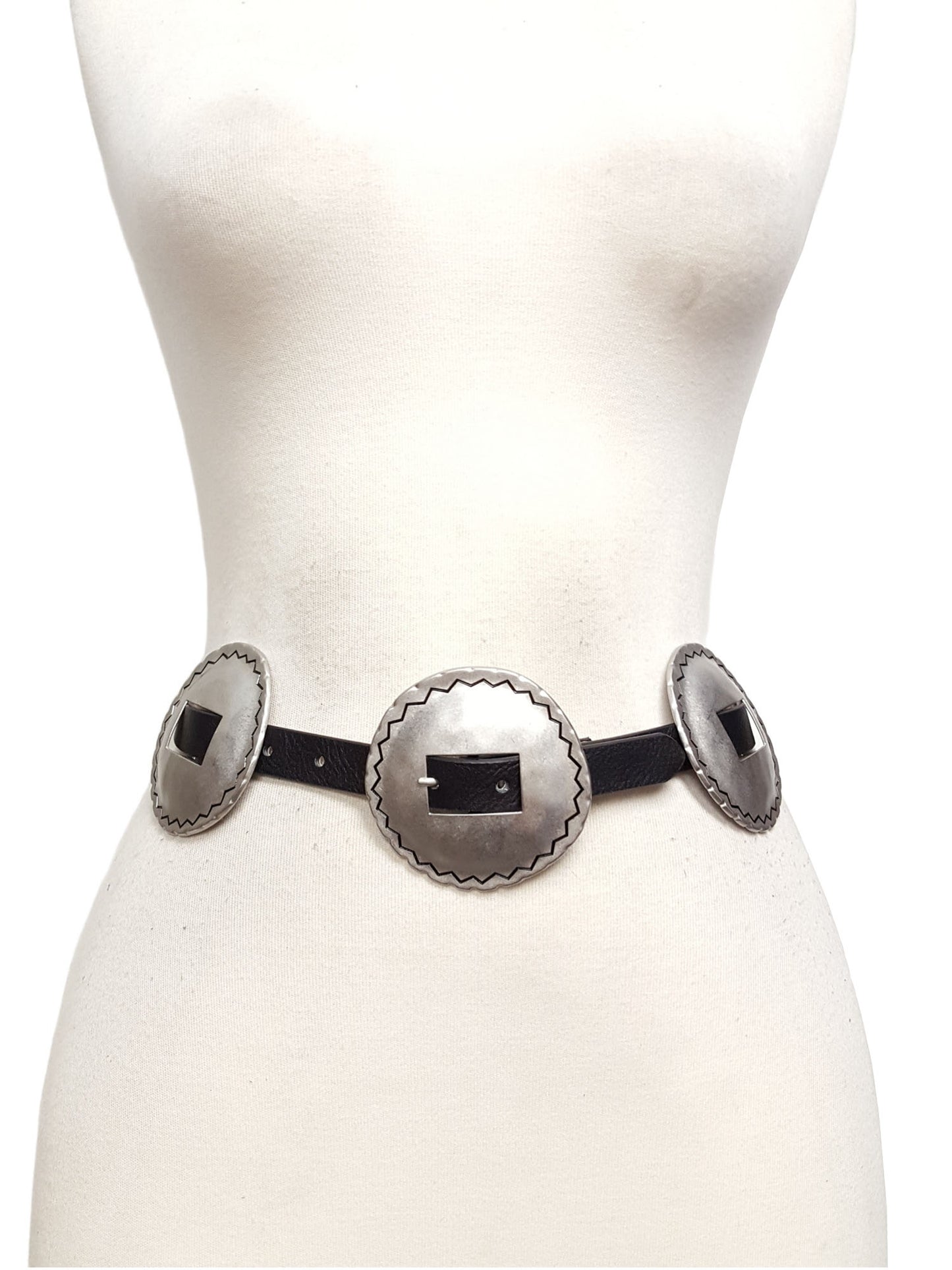 Belt: Western-Inspired Big Silver Coin Concho Belt
