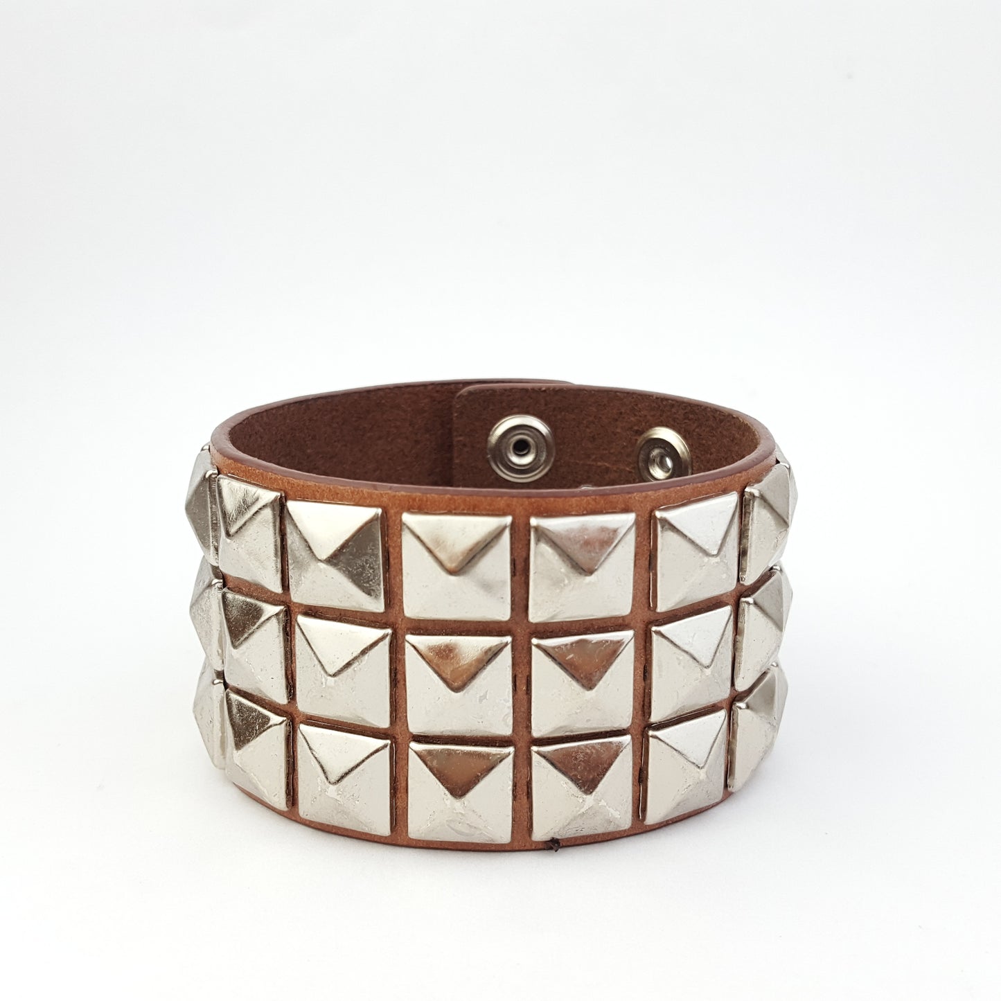 Bracelet: Bracelet: Chrome studded Leather Cuff