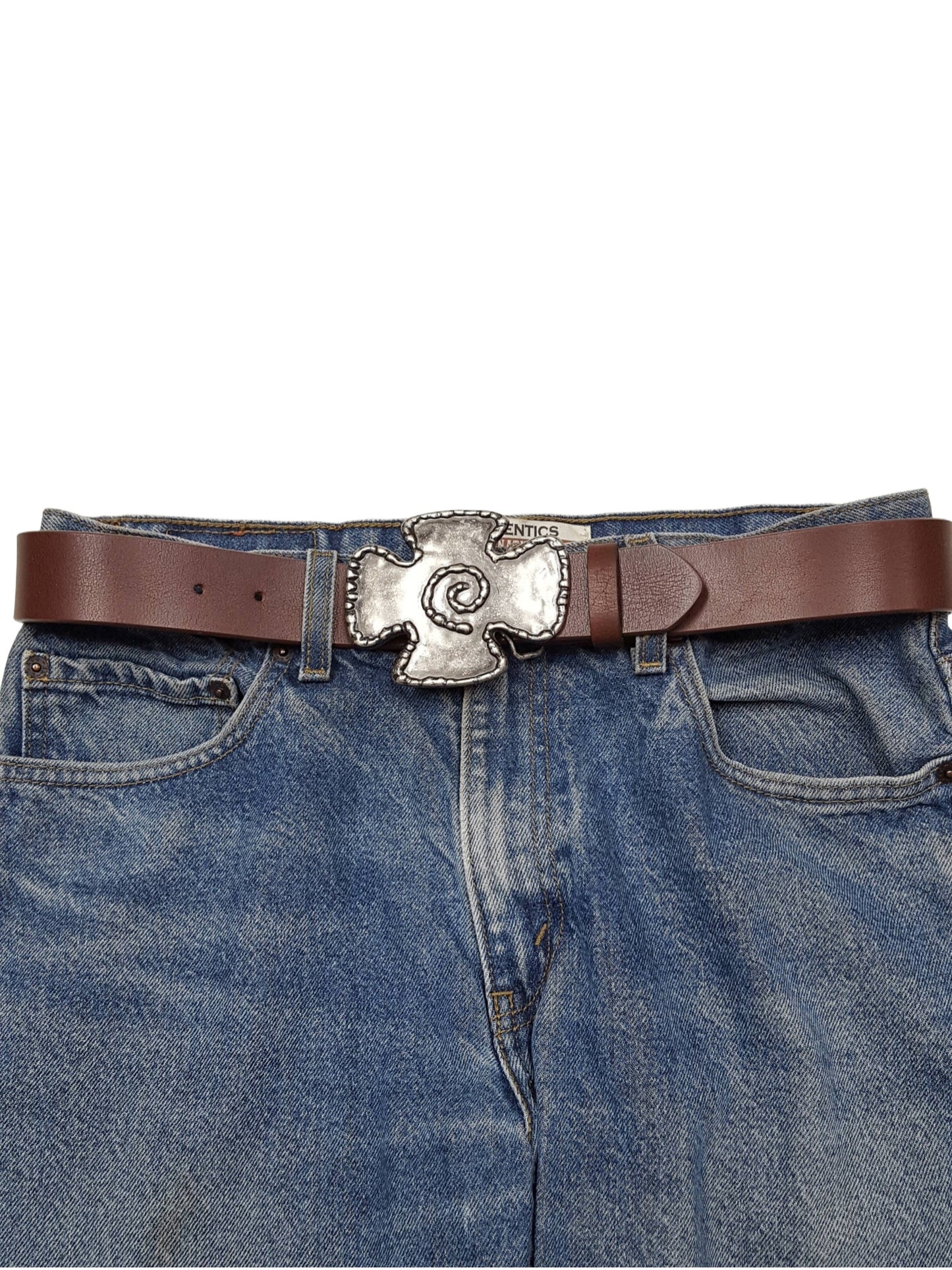 Buckle: Celtic Spiral cross design belt buckle