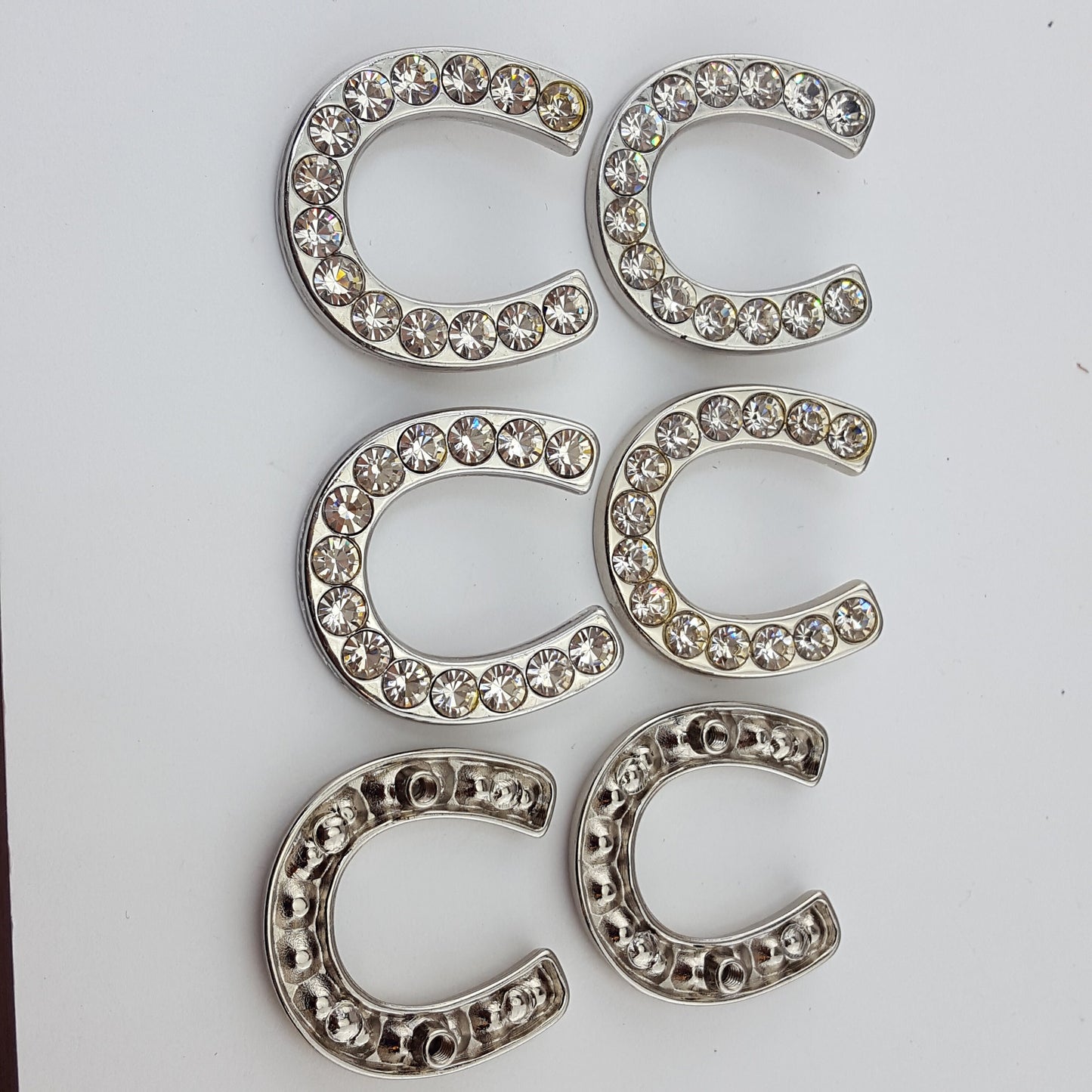 Pack of 6 pieces Silver Crystal Horseshoe Ornament