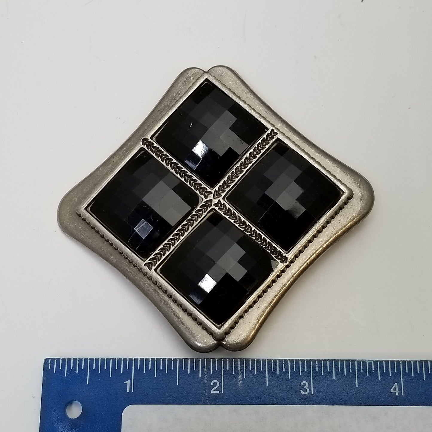 Buckle: Square-Tilted Buckle with Black faceted stone