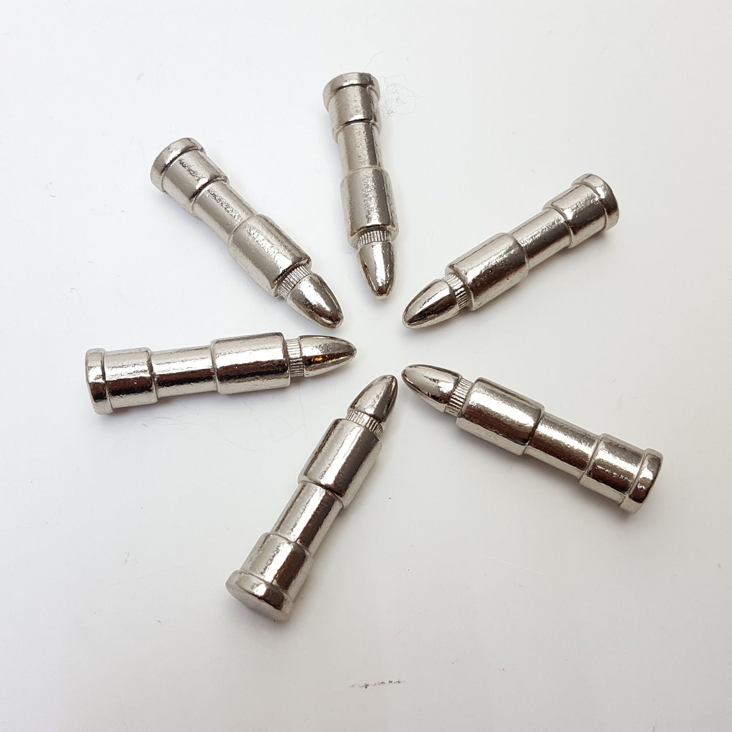 Pack of 6 pieces decorative fake silver bullet