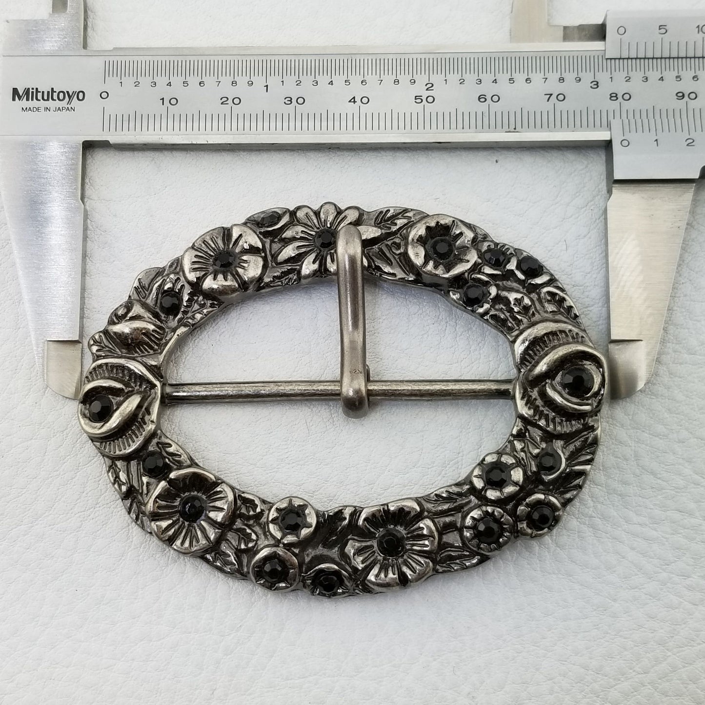Buckle Sale: Oval Floral Belt Buckle Jet Crystal stone