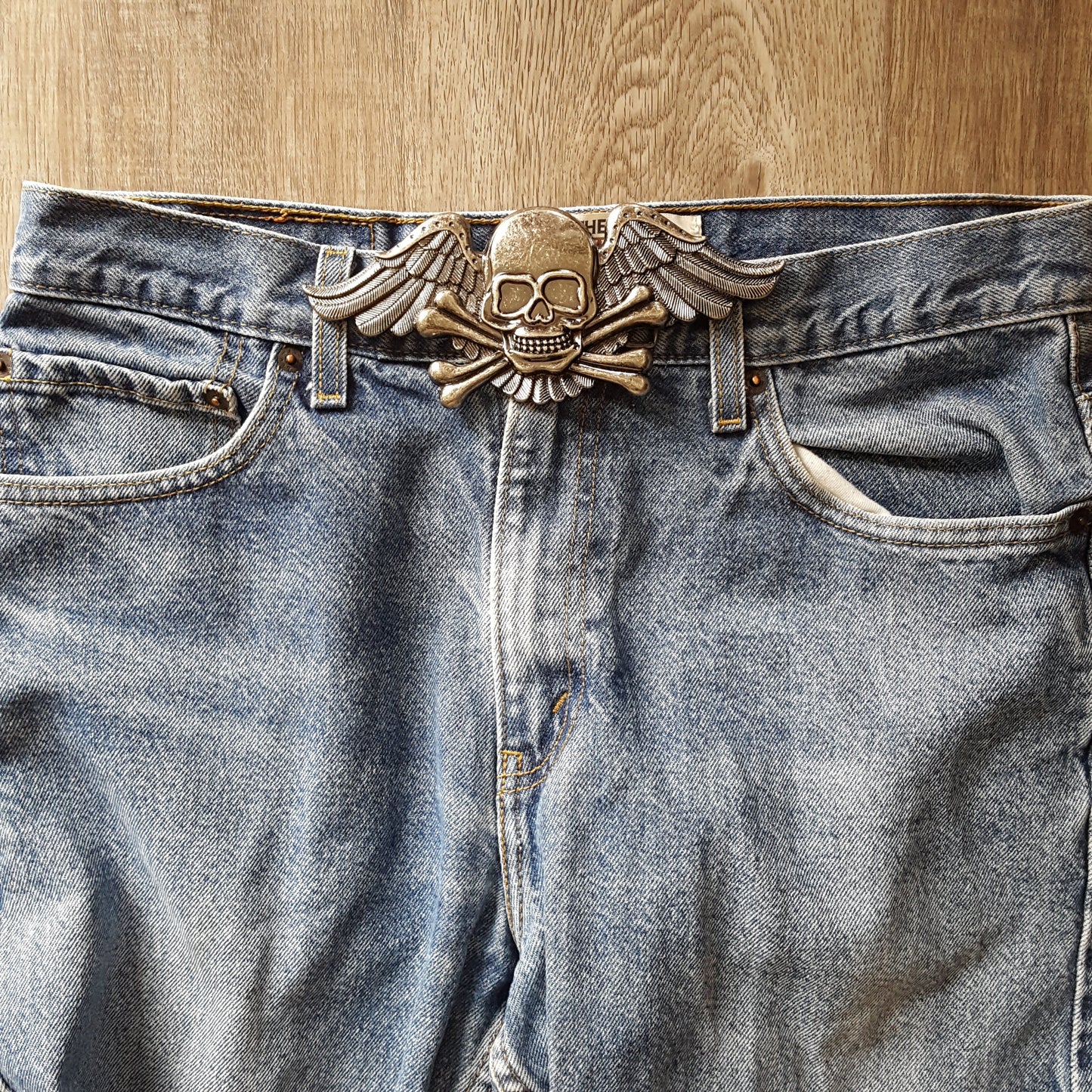 Buckle: Vintage Silver Winged Skull Belt Buckle