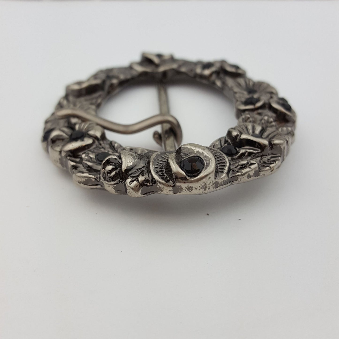 Buckle Sale: Oval Floral Belt Buckle Jet Crystal stone