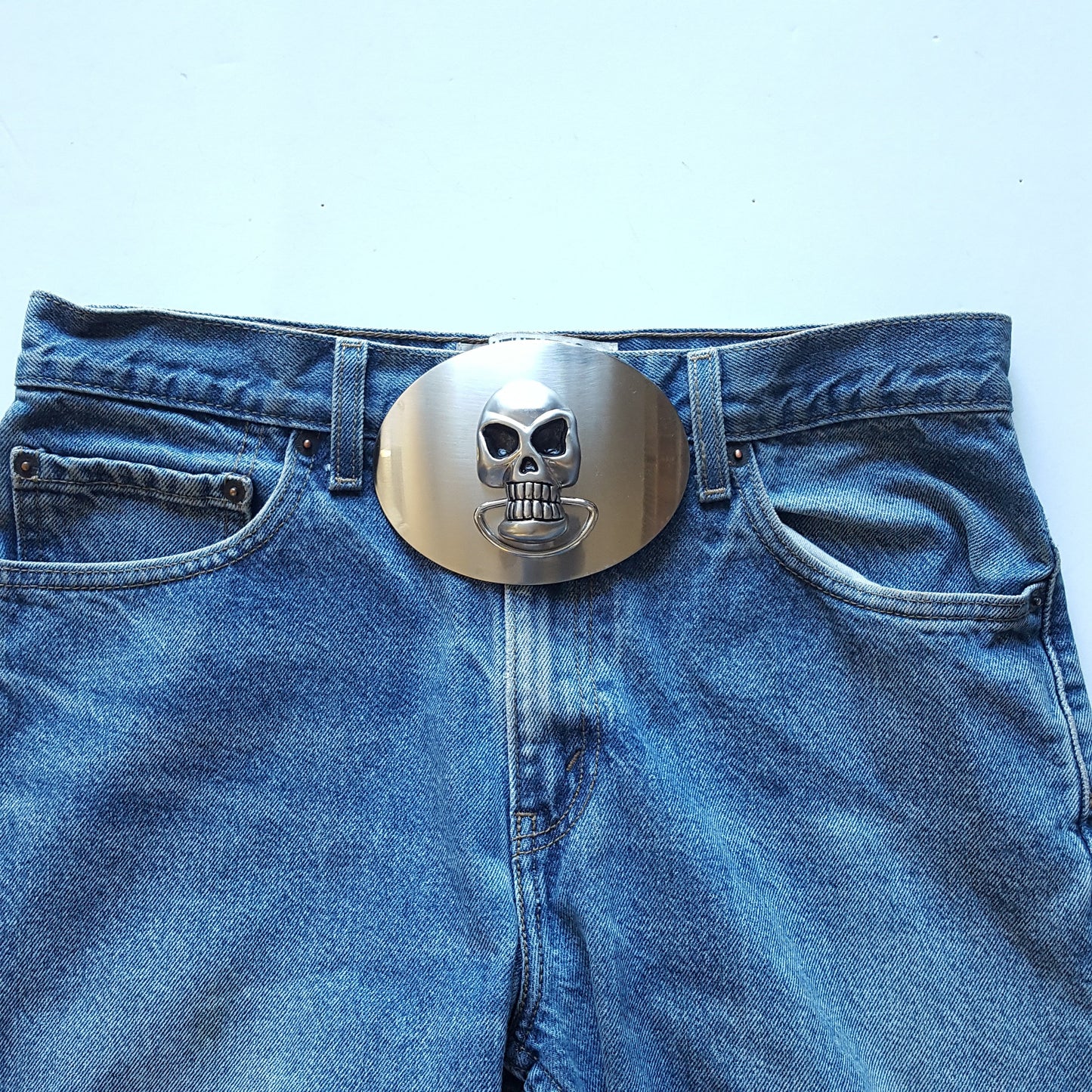 Buckle Sale: Big Alien Skull Silver Oval Buckle