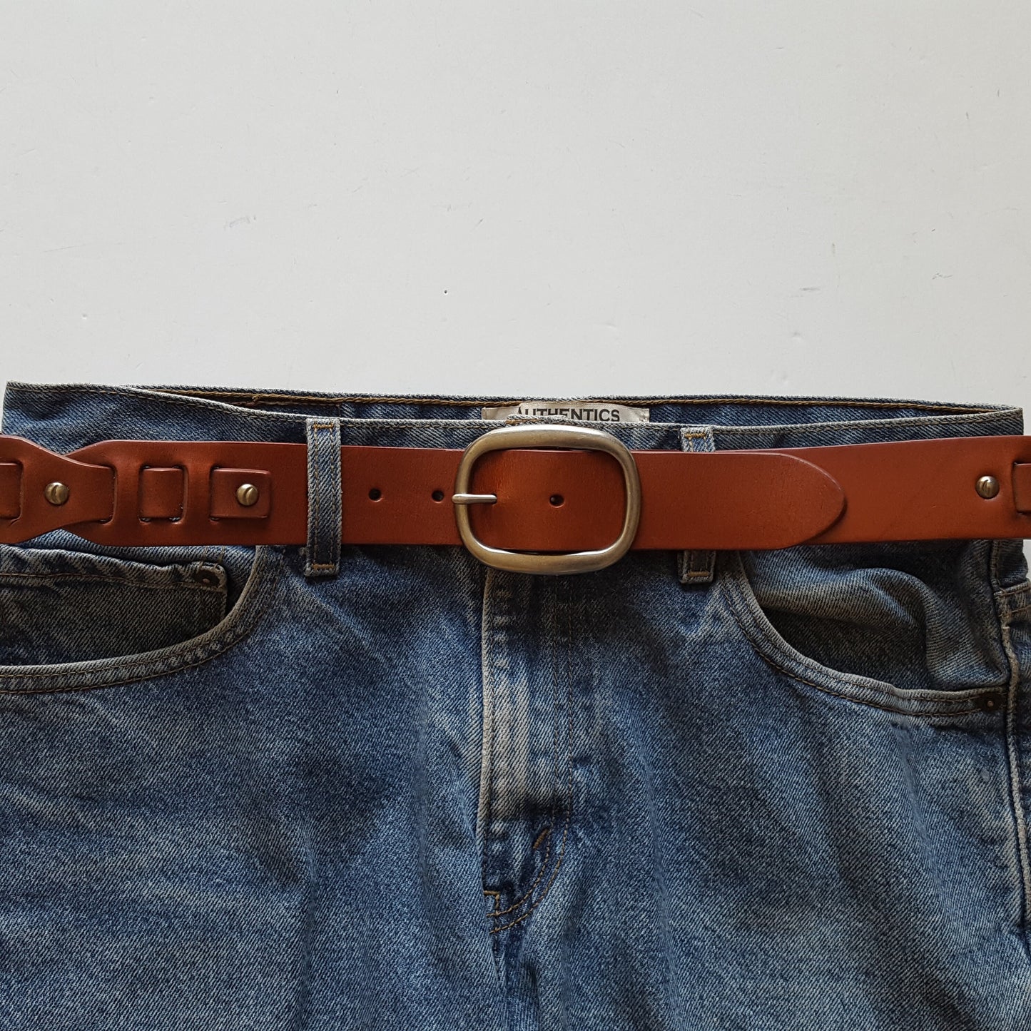 Belt Sale: Casual Genuine Leather Jean Belt with hammered studs