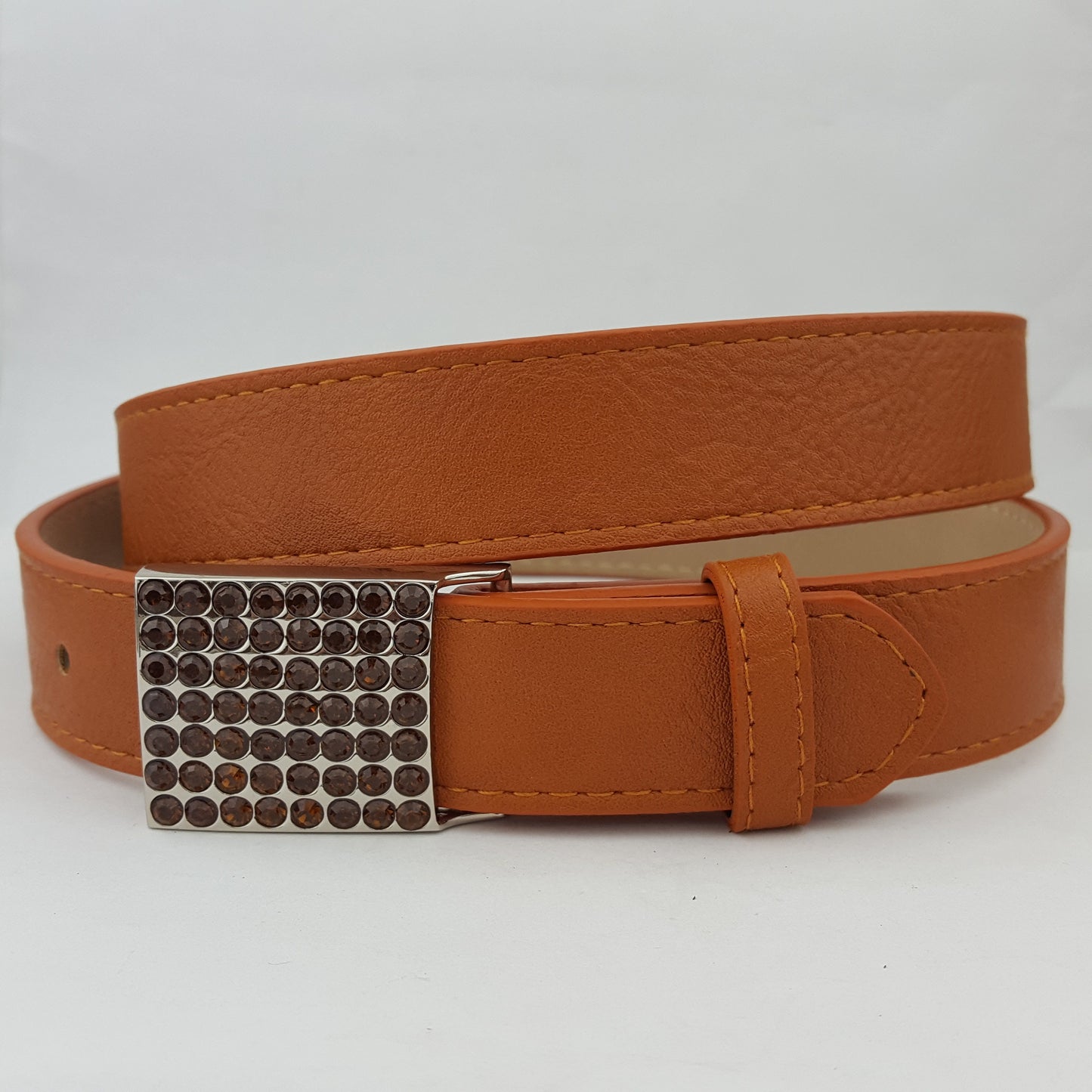 Belt sale: Vegan Leatherette Belt matched with Square Crystal Buckle
