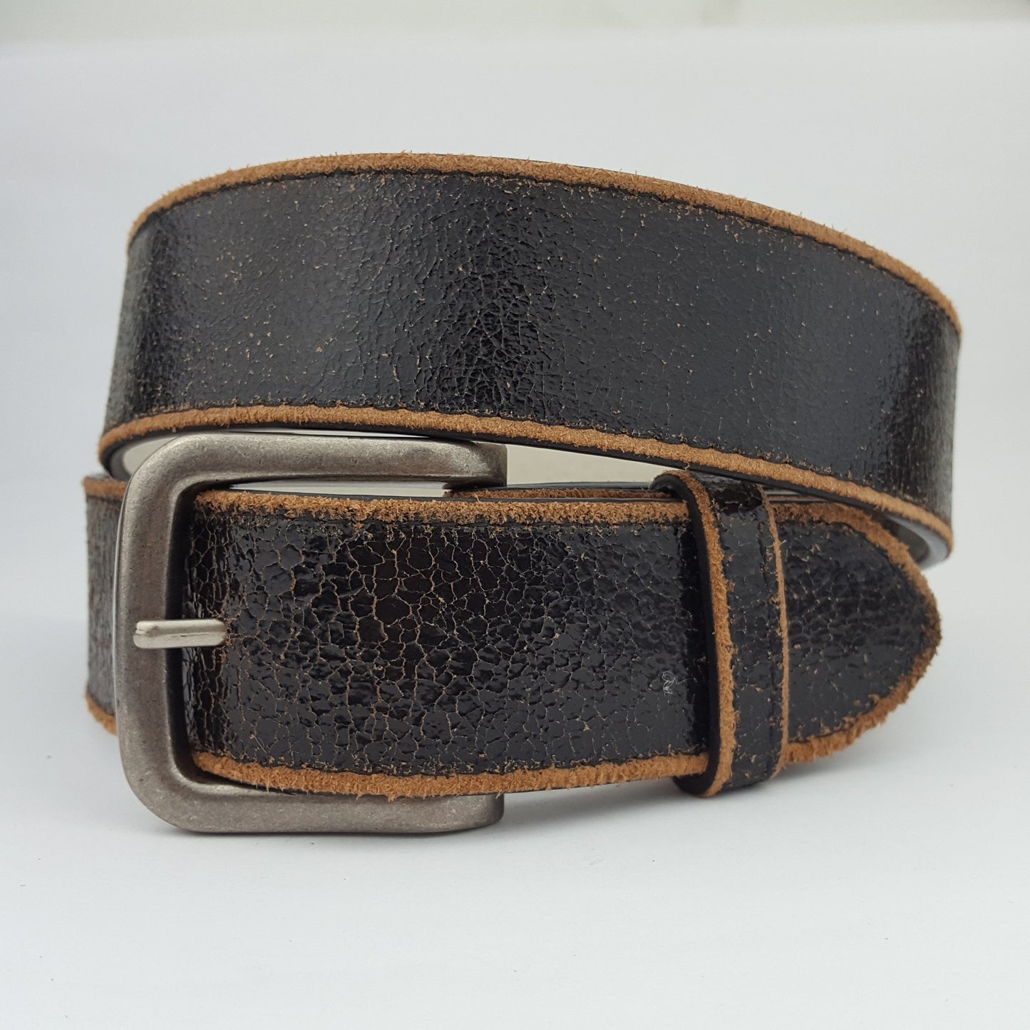 Belt: Vintage Leather belt with distress burnish edge