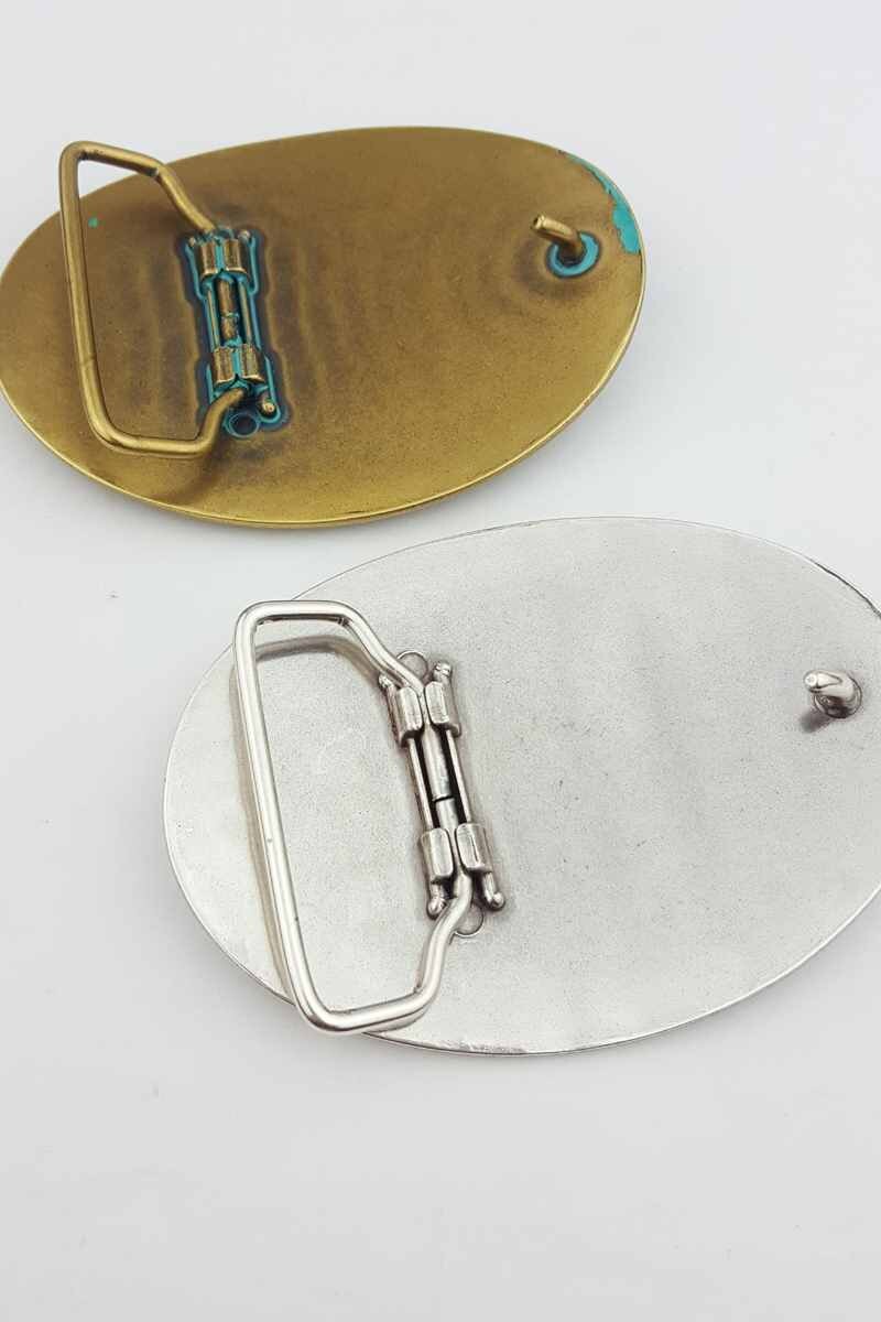 Buckle: Quality Western Floral Etched Oval Belt Buckle