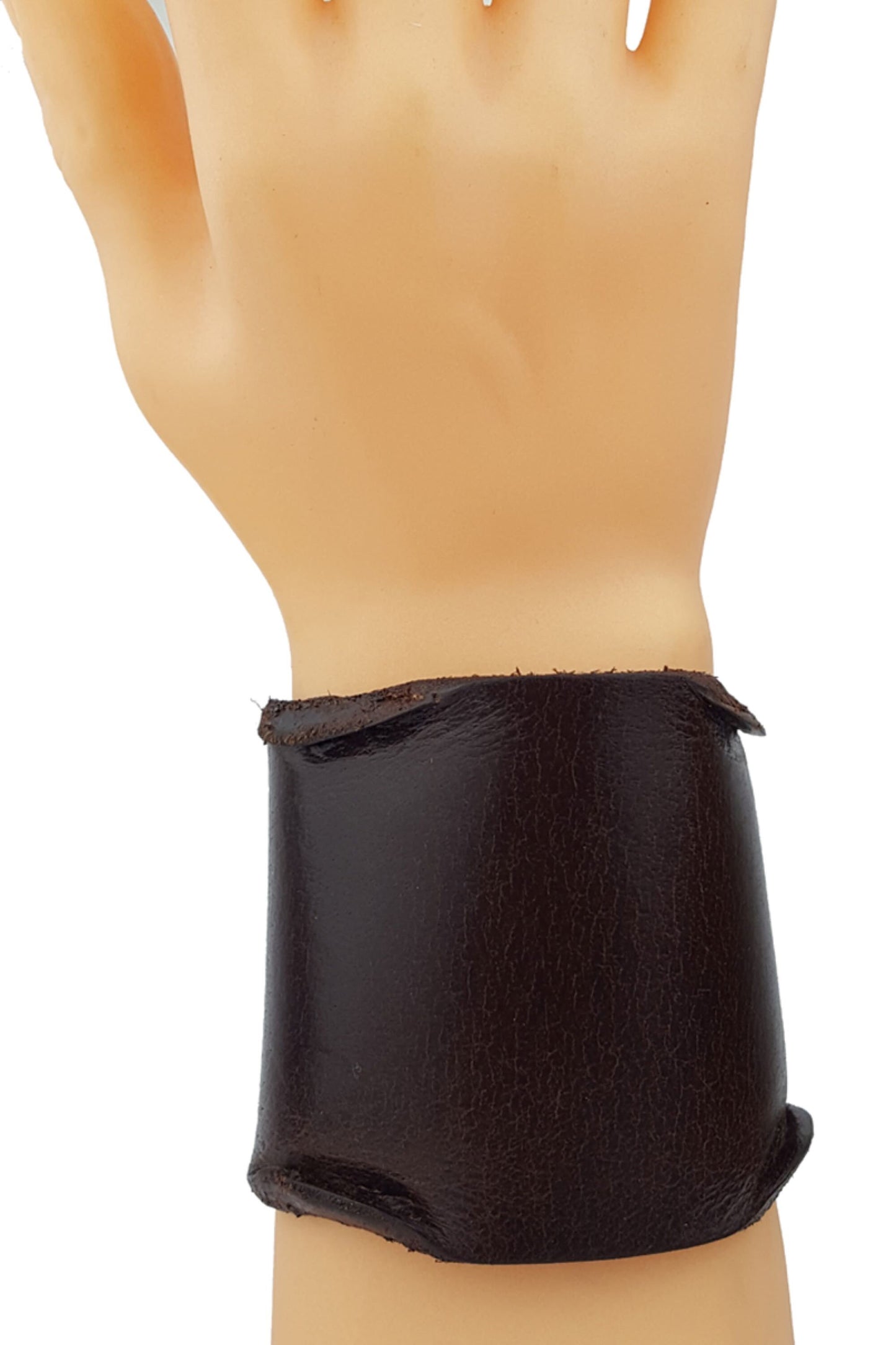 Bracelet: Genuine Brown Distressed Edged Wide Wrist Cuff