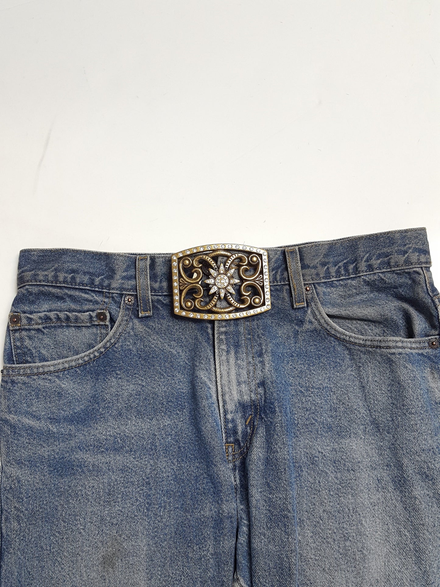 Buckle Sale: Western Crystal floral engraved design Belt Buckle