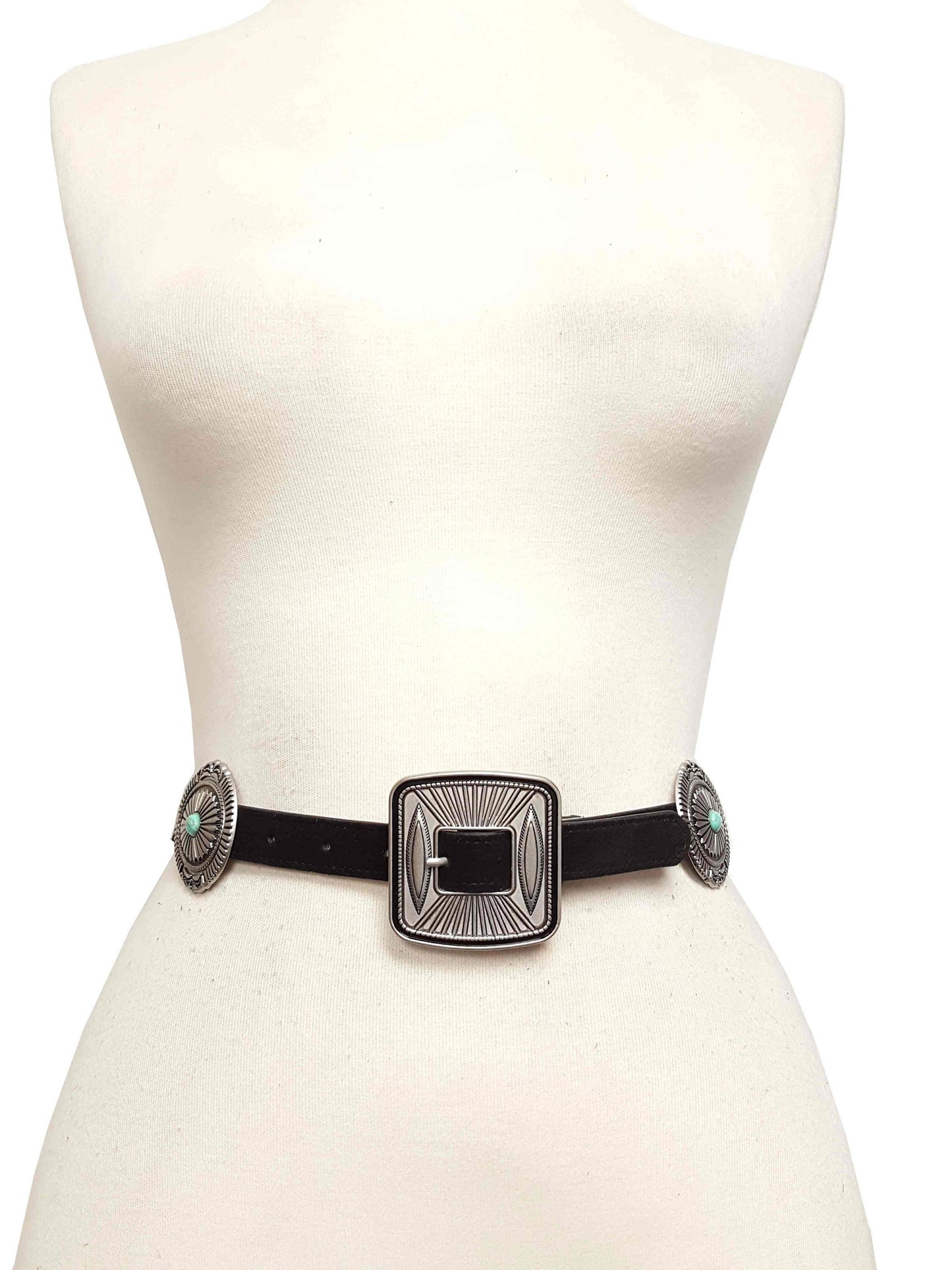 Belt: Genuine Suede oval with stone Concho Belt