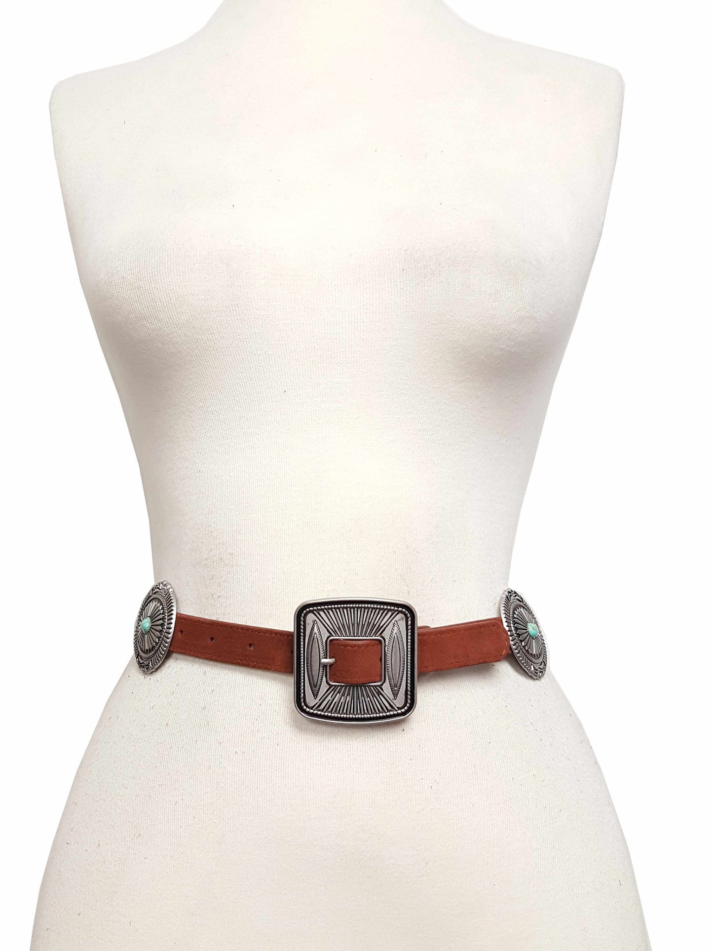 Belt: Genuine Suede oval with stone Concho Belt