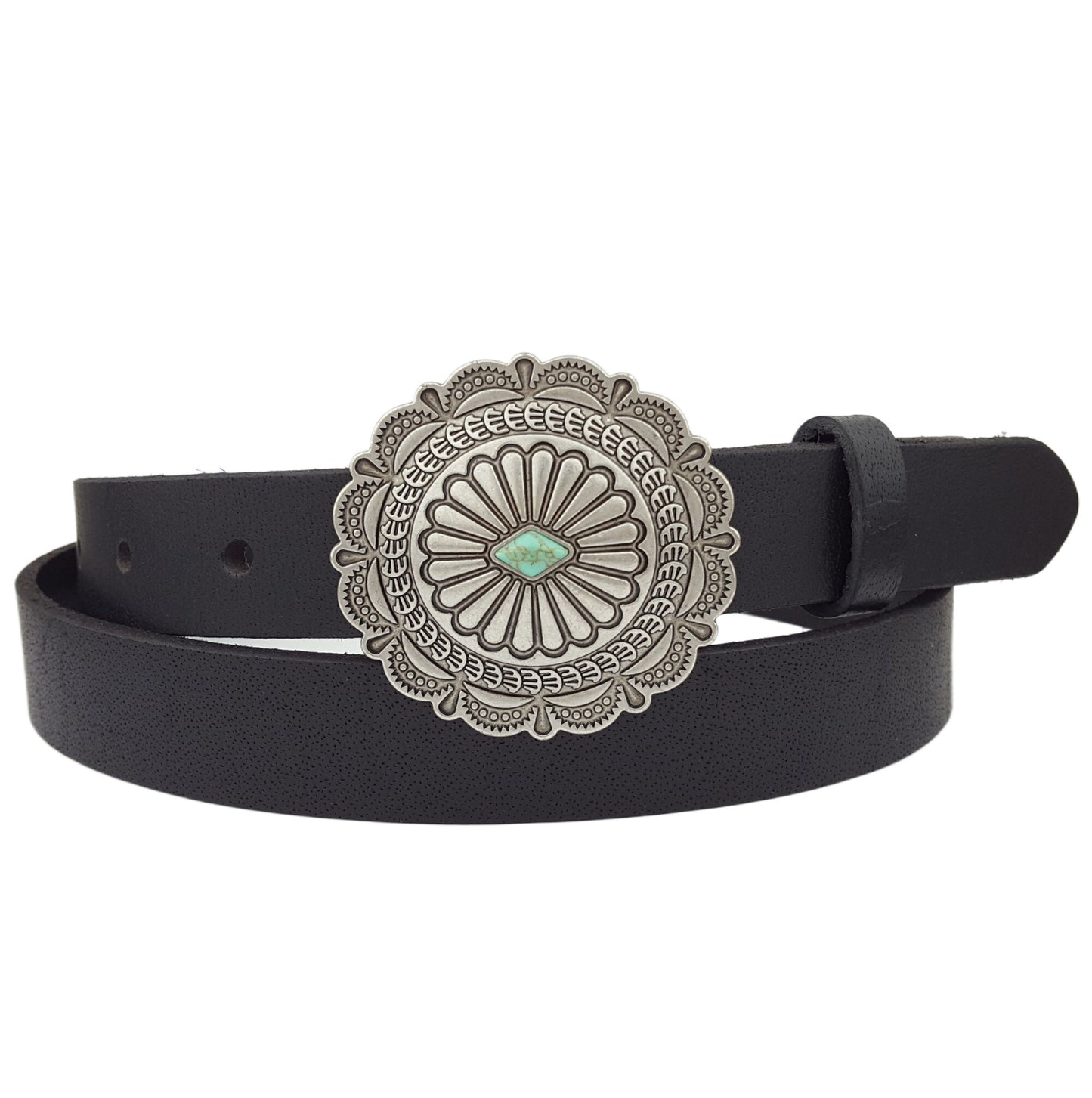 Belt: Genuine Leather Skinny Belt with Western Style Buckle