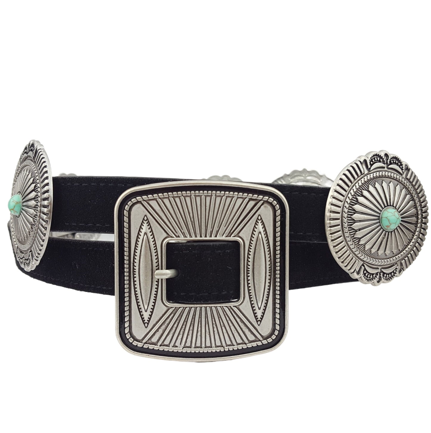 Belt: Genuine Suede oval with stone Concho Belt