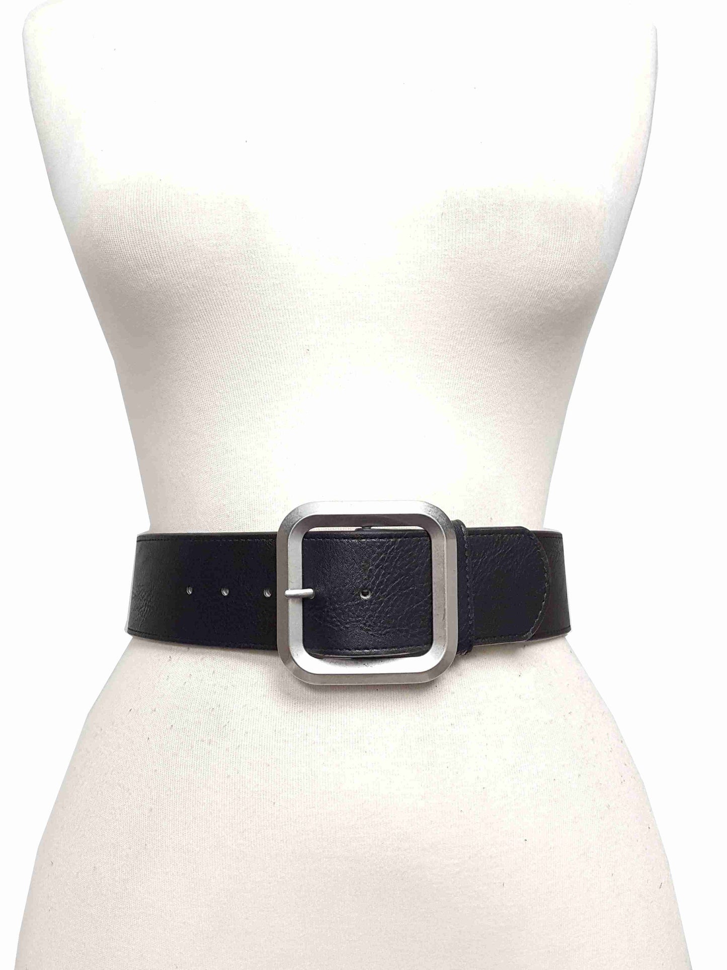 Belt: Wide Width Belt w. Square Up Silver Buckle