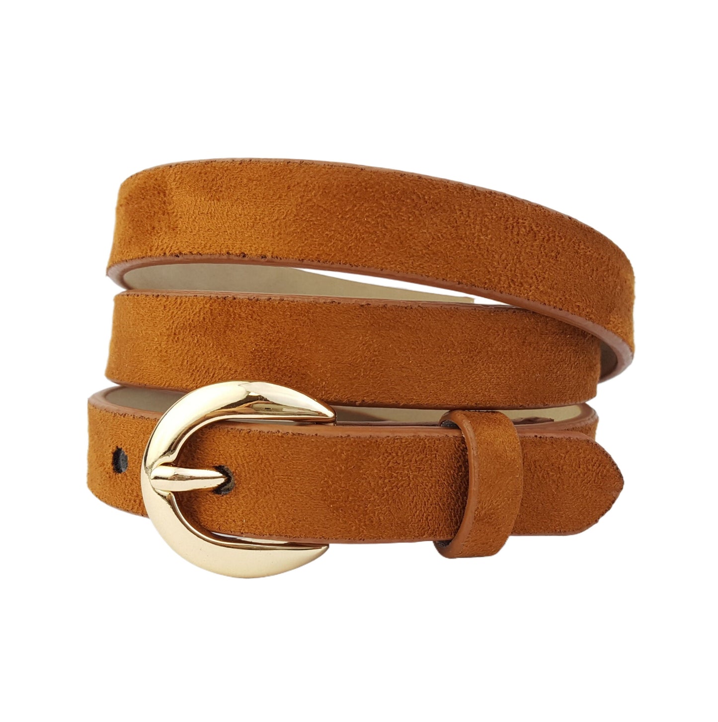 Belt sale: Microfiber Suede Belt w. Classic Gold Buckle
